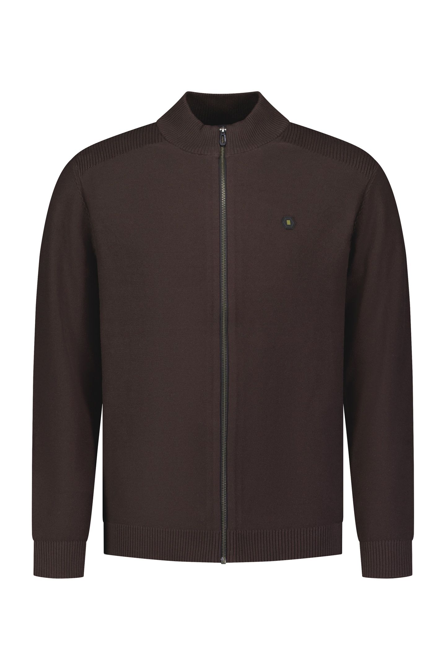 PULLOVER FULL ZIP SHOULDER DETAIL DARK BROWN 3