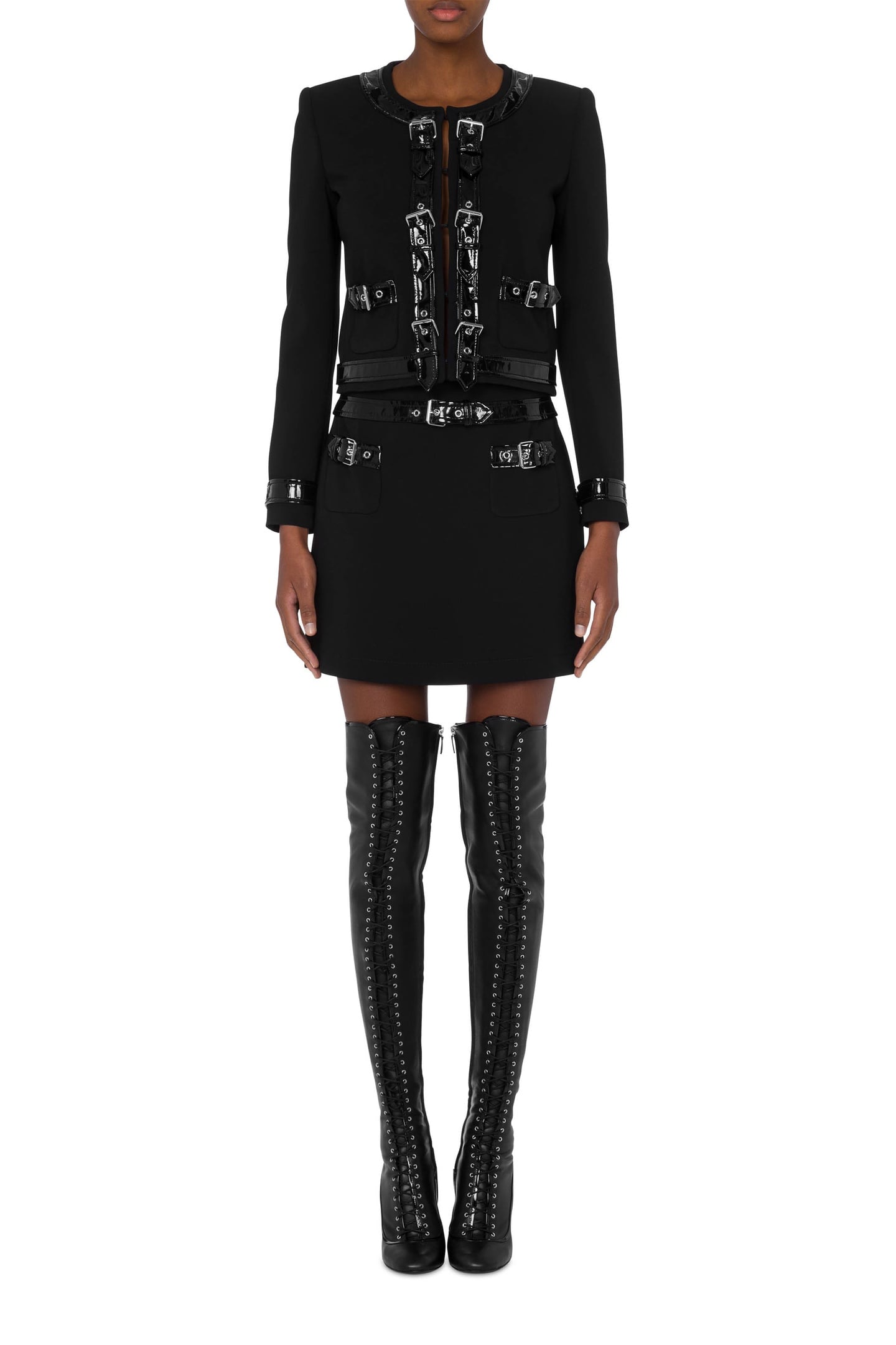 SHORT JACKET IN BONDAGE BUCKLE CADY BLACK 1
