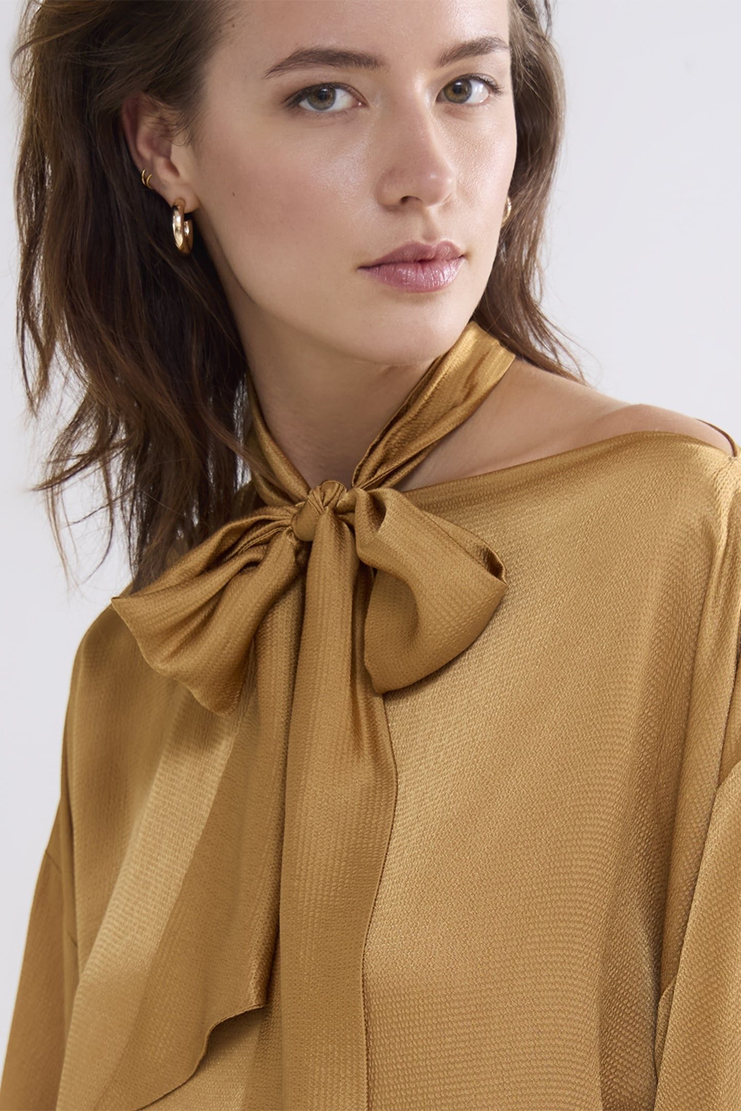 TOP SCARF HAMMERED VISCOSE CAMEL BROWN 4