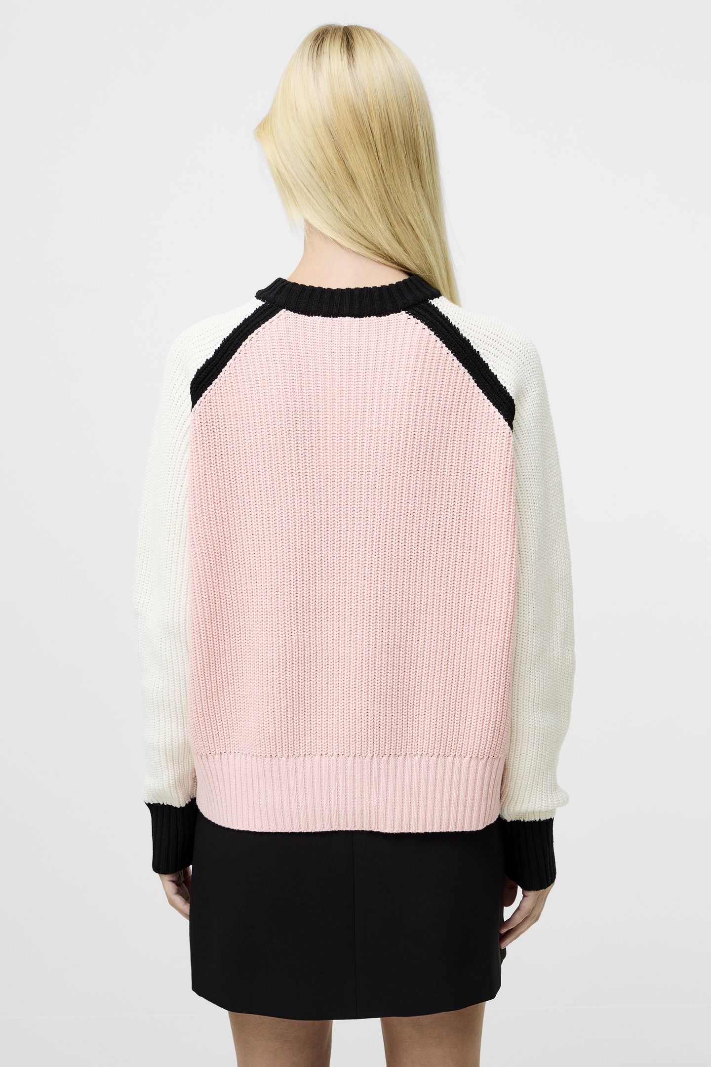 VARLI COLOUR BLOCKING JUMPER BLACK/PEACH PINK/WHI 4