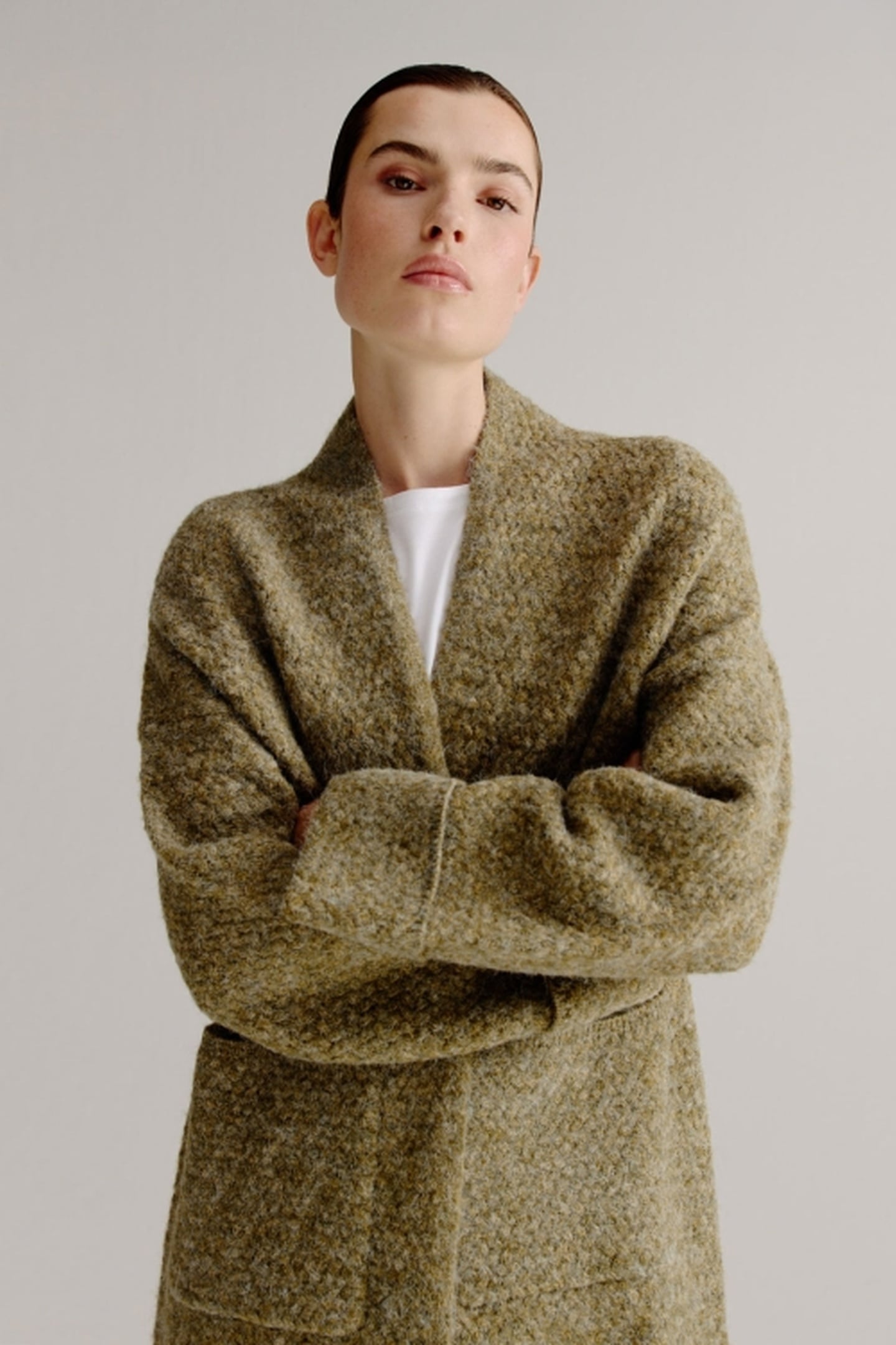 LIES CARDIGAN MOSS GREEN MELANGE 1