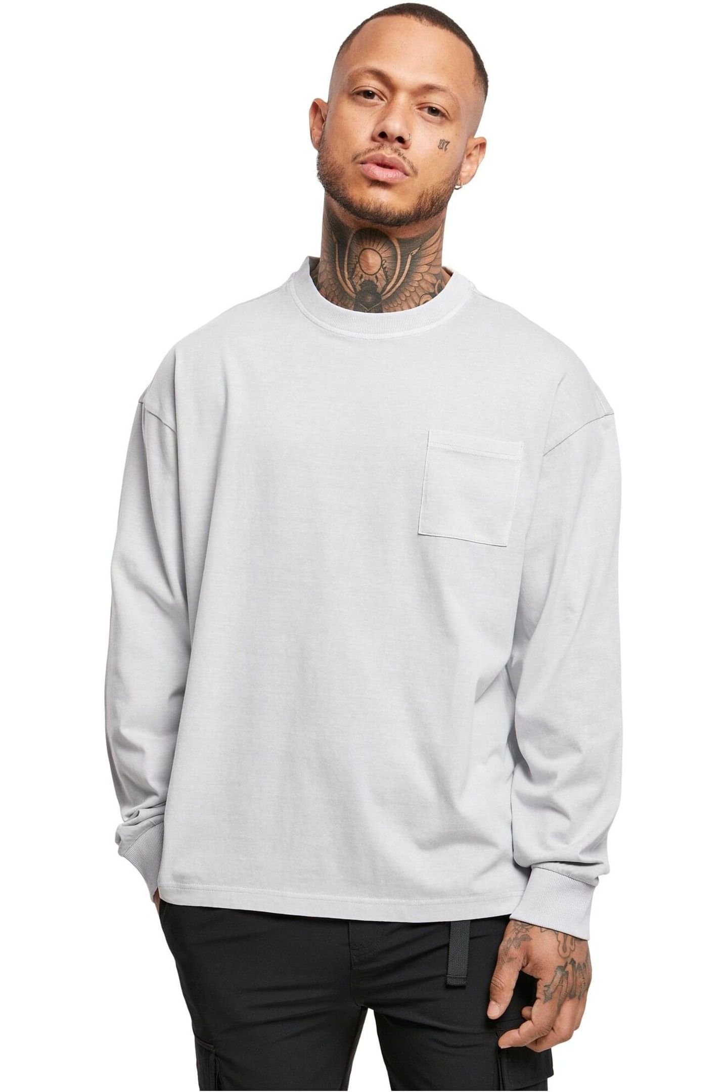 PIGMENT DYED POCKET LONGSLEEVE LIGHTASPHALT 1