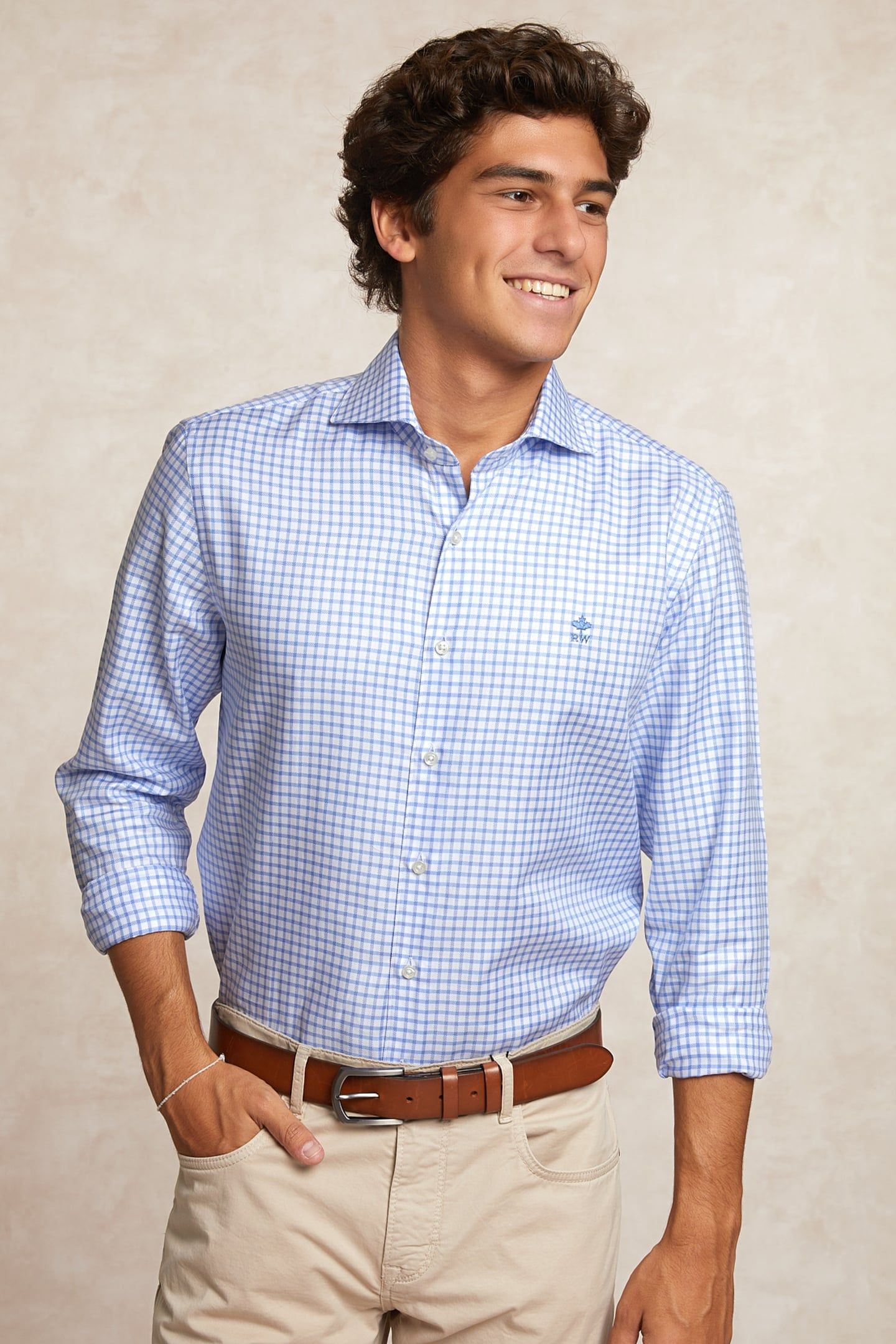 CUSTOM FIT CHECKED SHIRT BLUE/WHITE 3