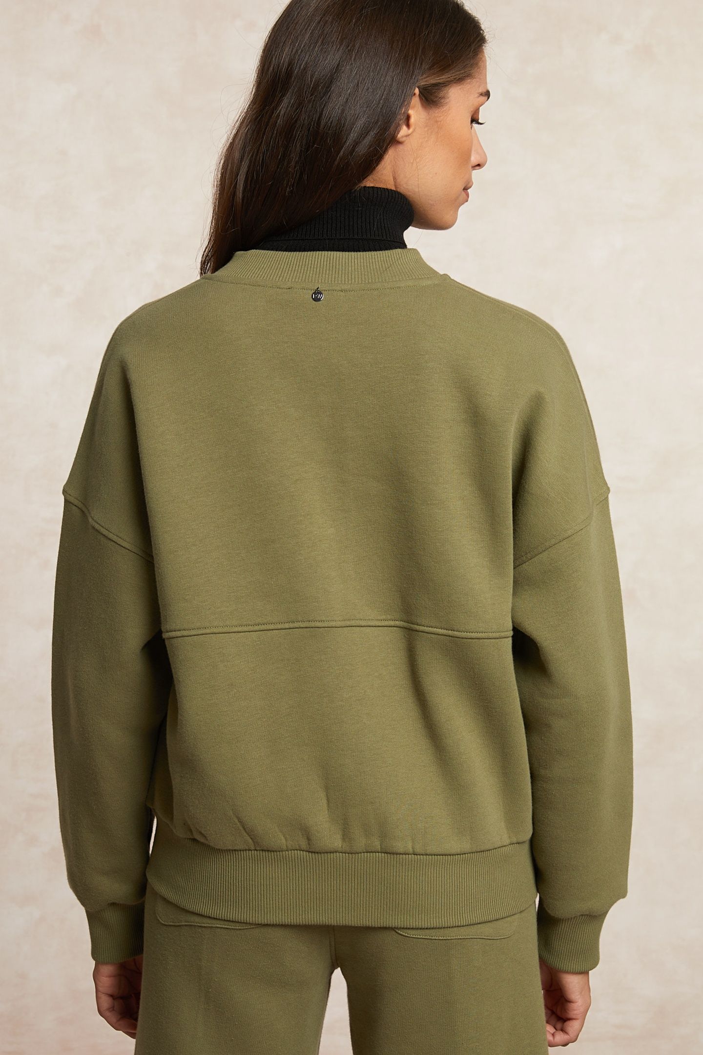 FLEECE BOMBER CARDIGAN MOSS GREEN 2