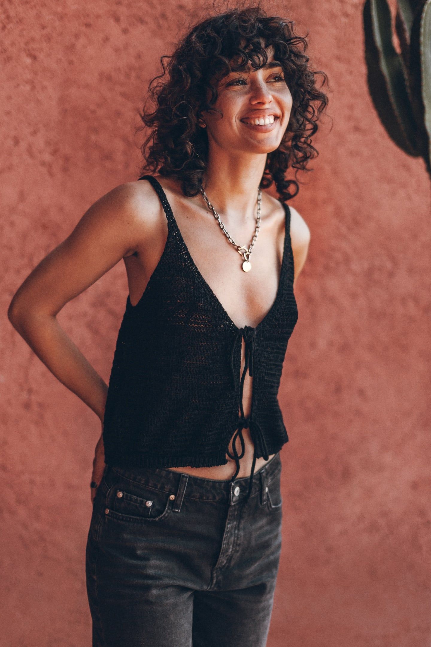THE BLACK KNITTED VEST TOP BLACK 1