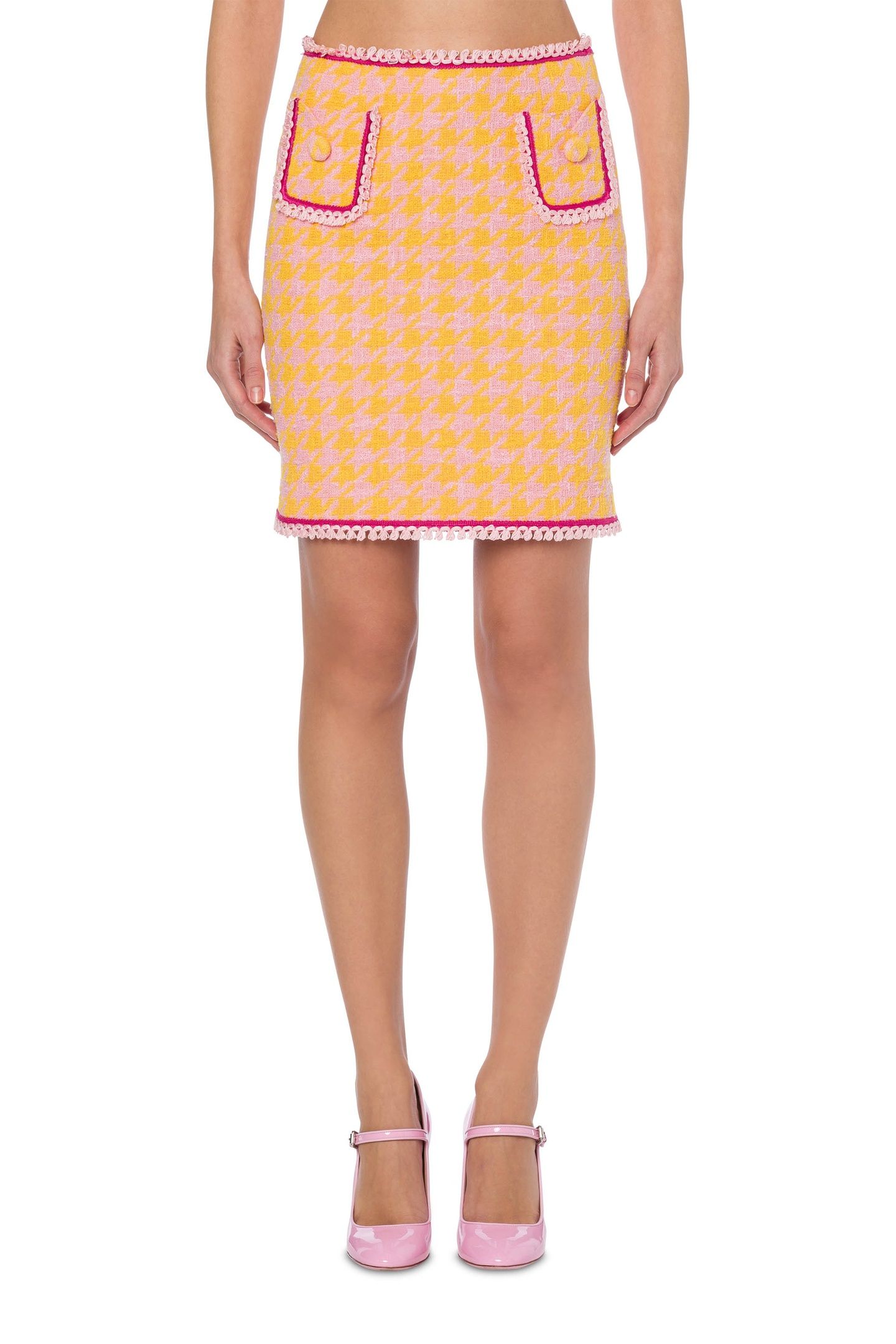 HOUNDSTOOTH SKIRT IN COTTON AND NYLON ORANGE 1