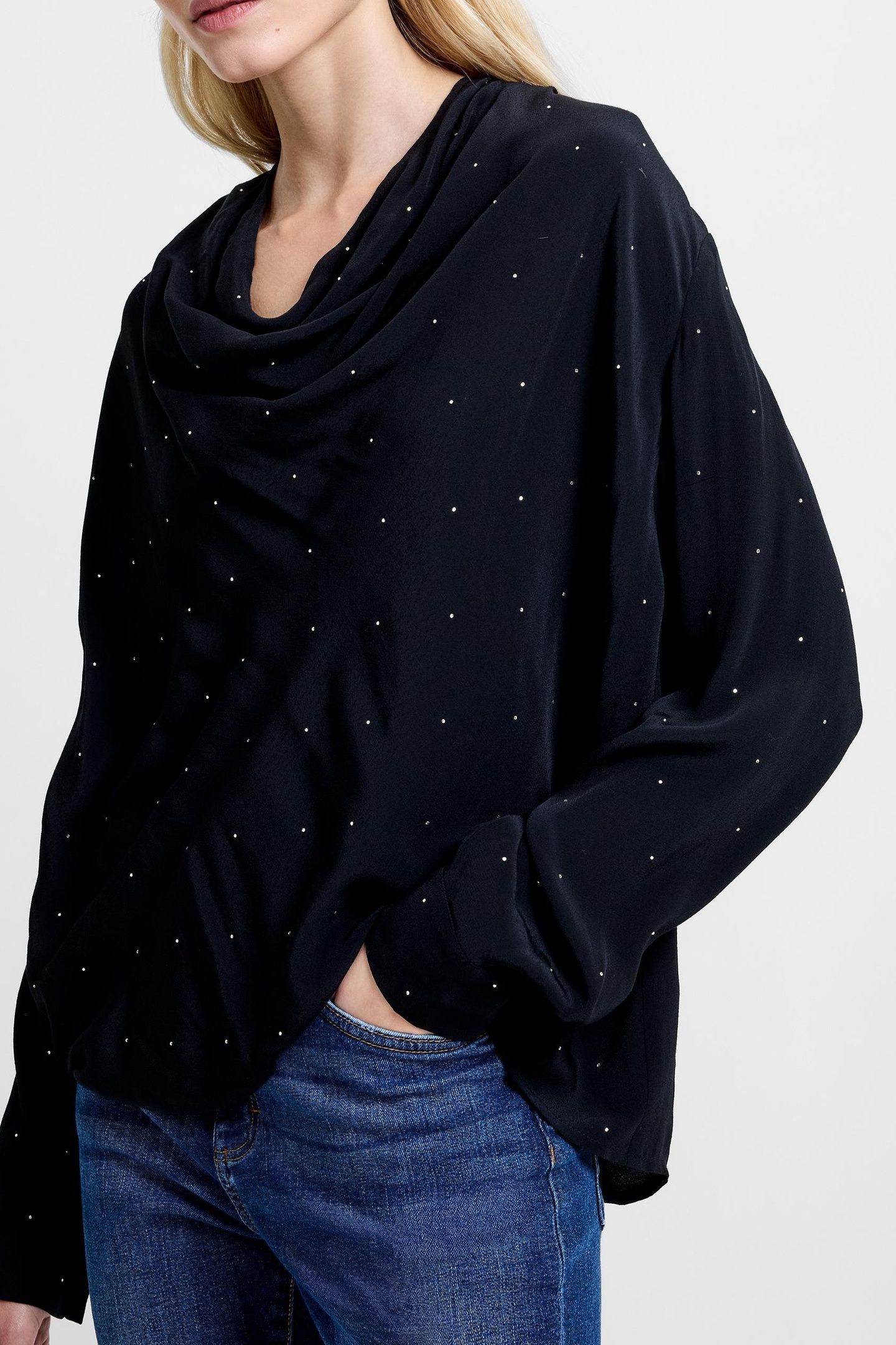 RENAYA DIAMANTE DRAPED BLOUSE BLACKOUT 3