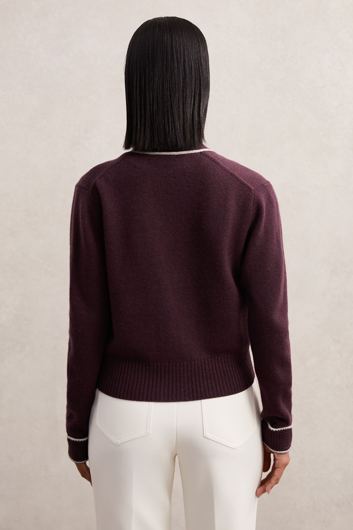 TIPPED CARDIGAN BURGUNDY/NEUTRAL 2