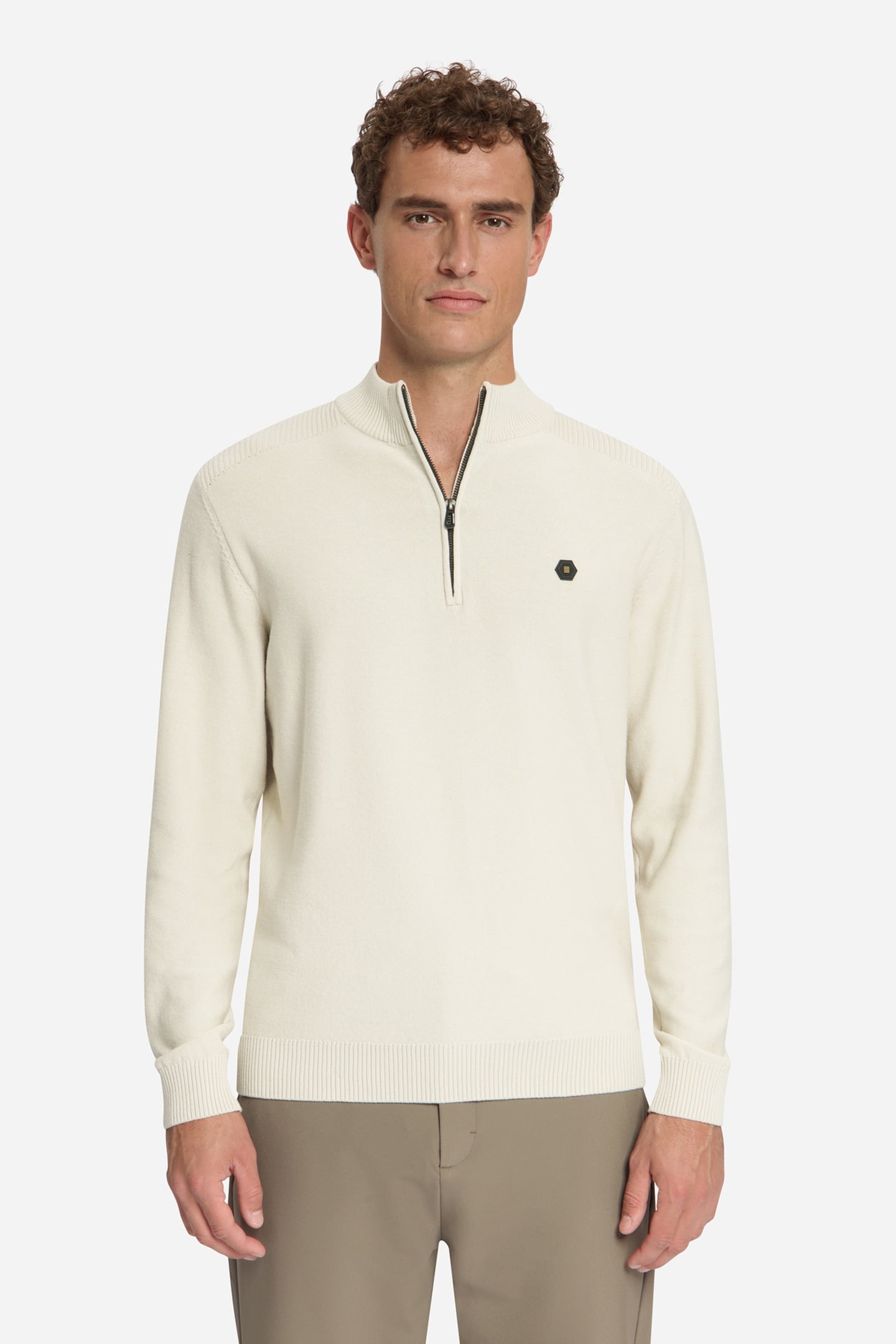 PULLOVER HALF ZIP SHOULDER DETAIL STONE 3
