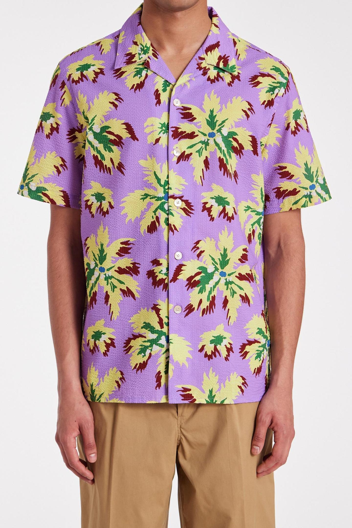 MENS CASUAL FIT SS SHIRT OPEN COLLAR LILAC 1
