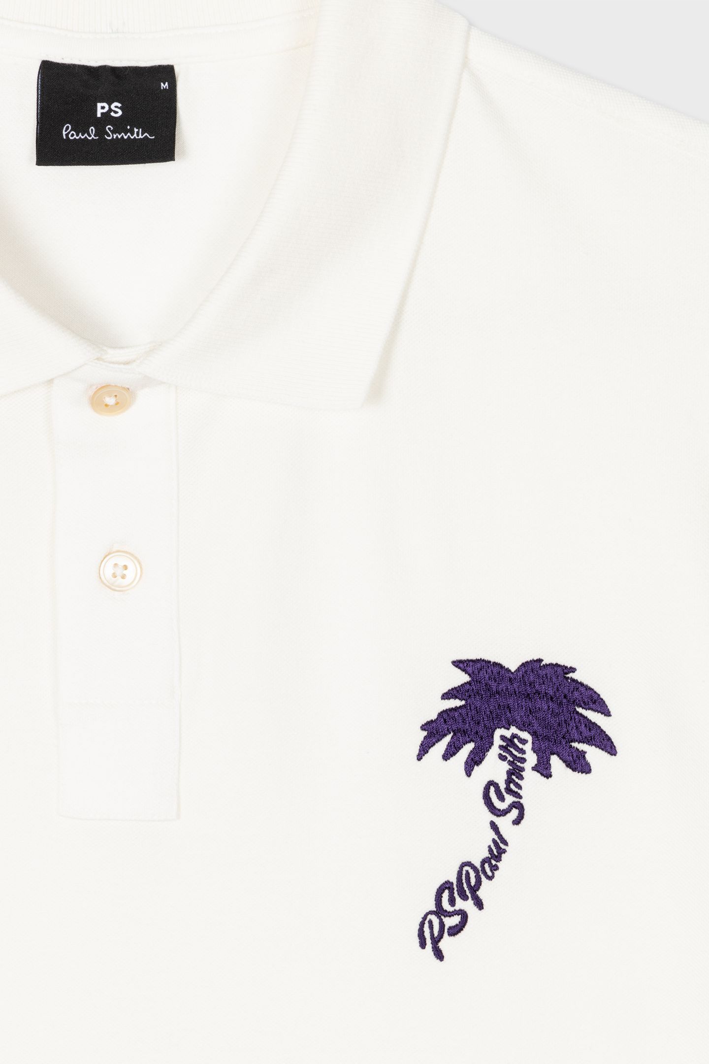 MENS POLO SHIRT PALM EMB OFF WHITE 6