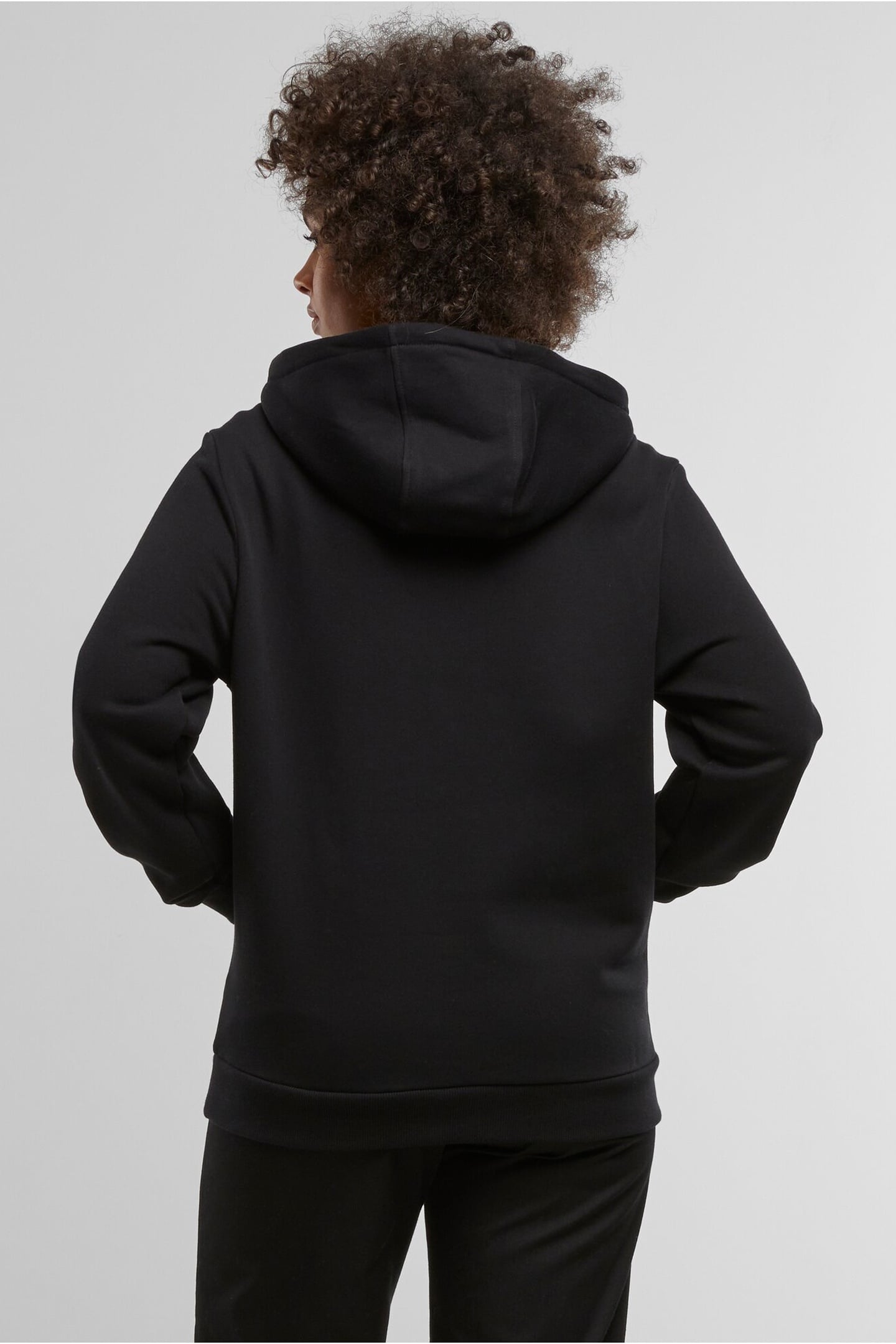 LADIES ESSENTIALS LOOSE BRUSHED FLEECE HOODY BLACK 2