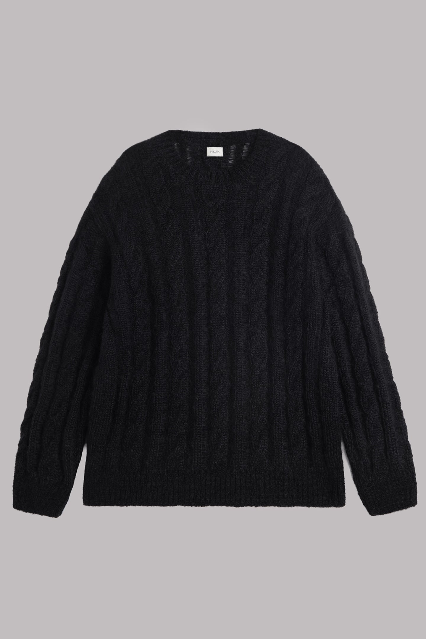 THE BLACK OVERSIZED CABLE KNITTED SWEATER BLACK 3