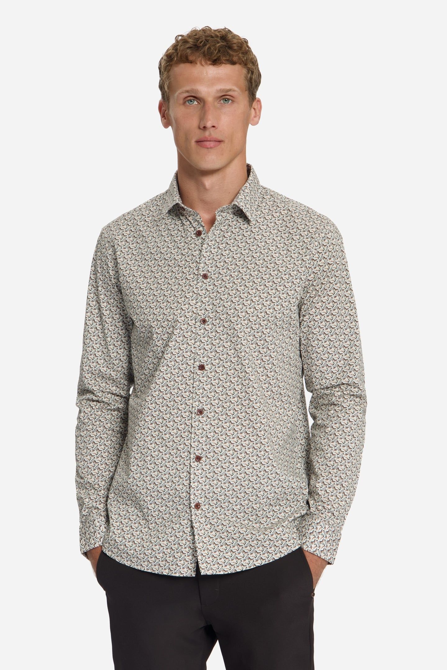 SHIRT STRETCH ALLOVER PRINTED CARAMEL 3