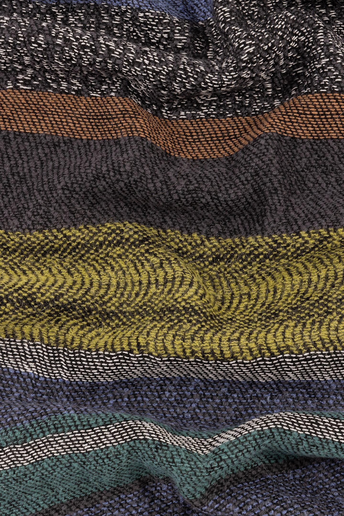 MEN SCARF MOHAIR STRIPE PETROL GREEN 7