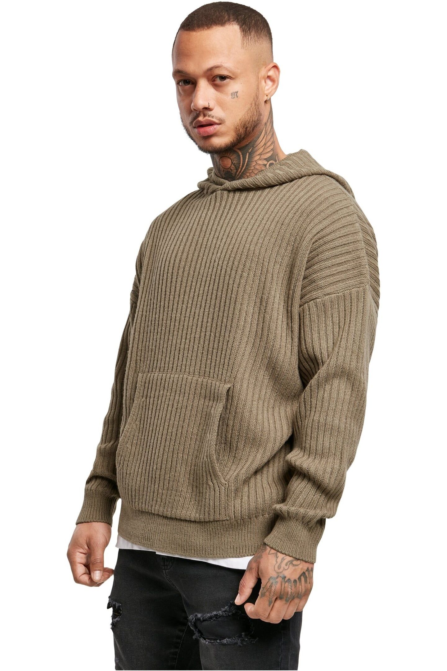 KNITTED HOODY DARKKHAKI 1