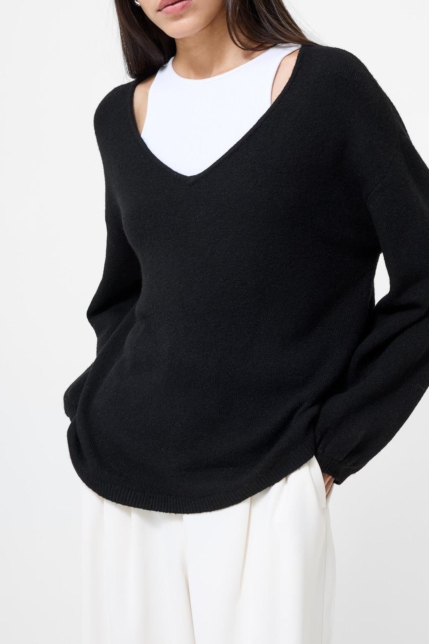 VHARI KNIT VNECK PULLOVER BLACK 1