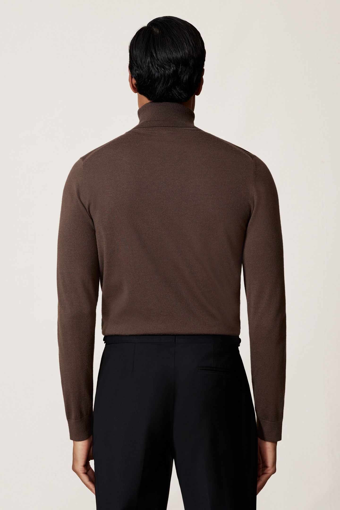 LS ROLL NECK MERINO WOOL JUMPER CHOCOLATE BROWN 2