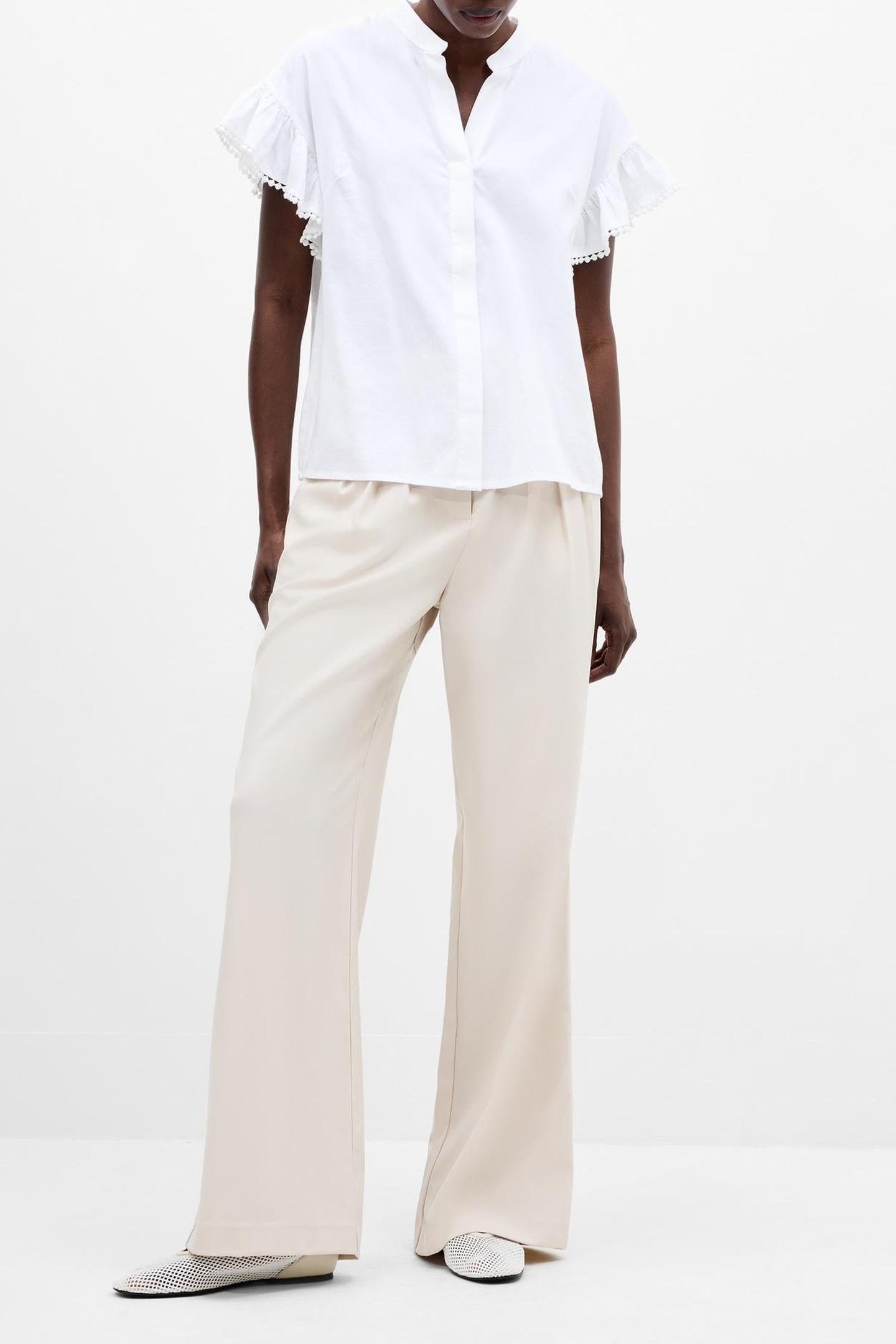 SINDEY COTTON HALF PLACKET SHI LINEN WHITE LINEN WHITE 1
