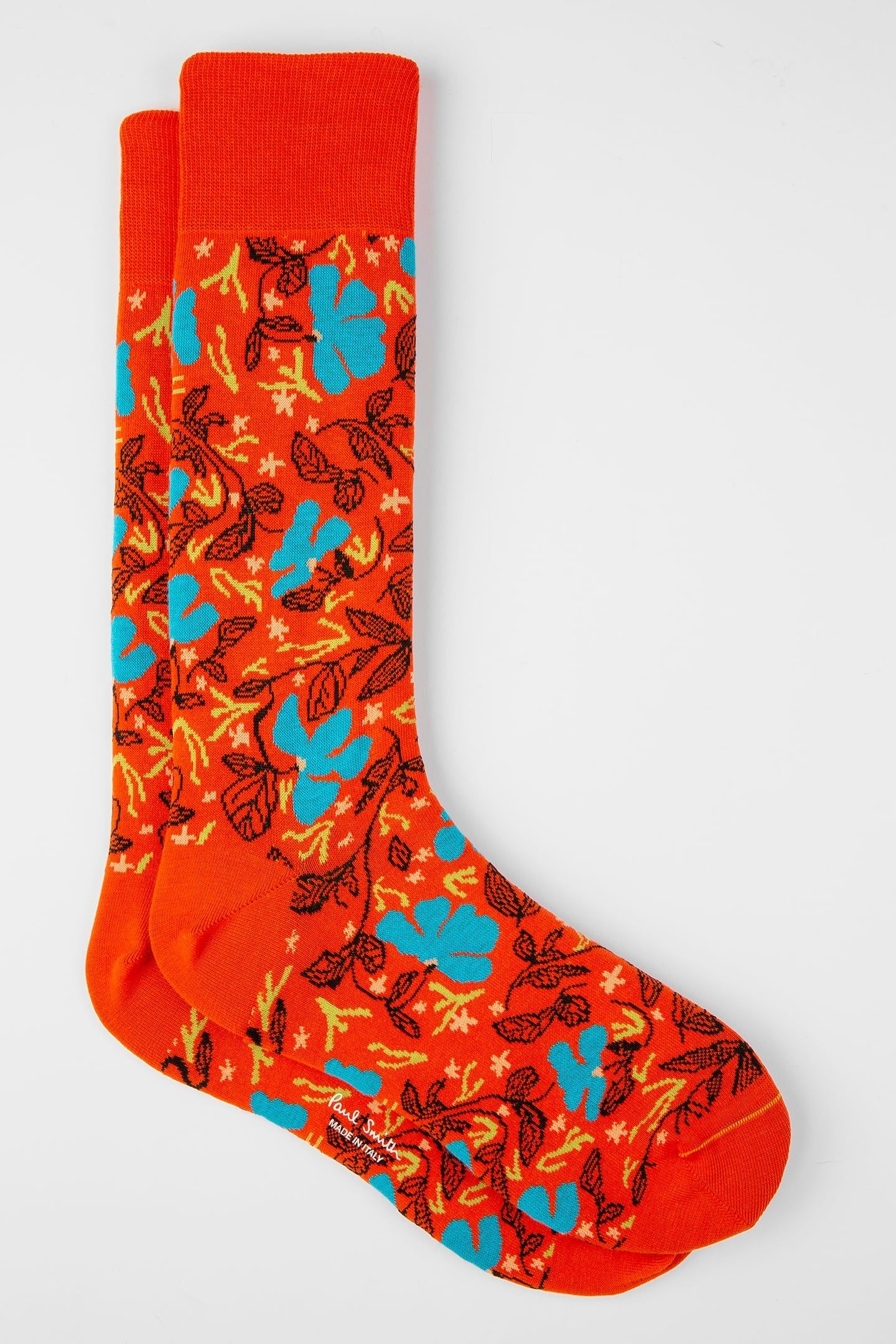 MEN SOCK SEA FLORAL ORANGE 1