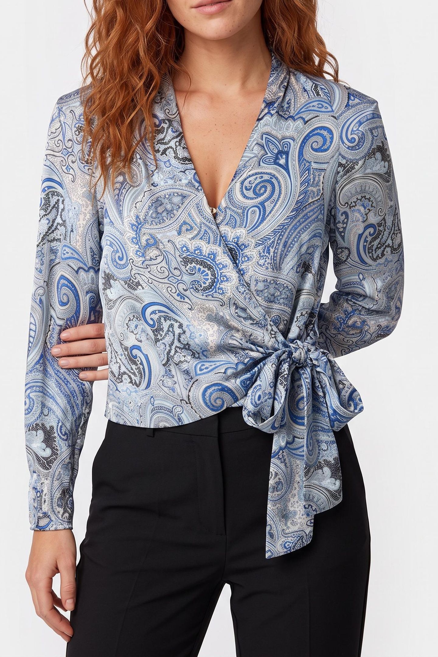 ALANIS WRAP LS BLOUS FLORAL PAISLEY BLUE 1