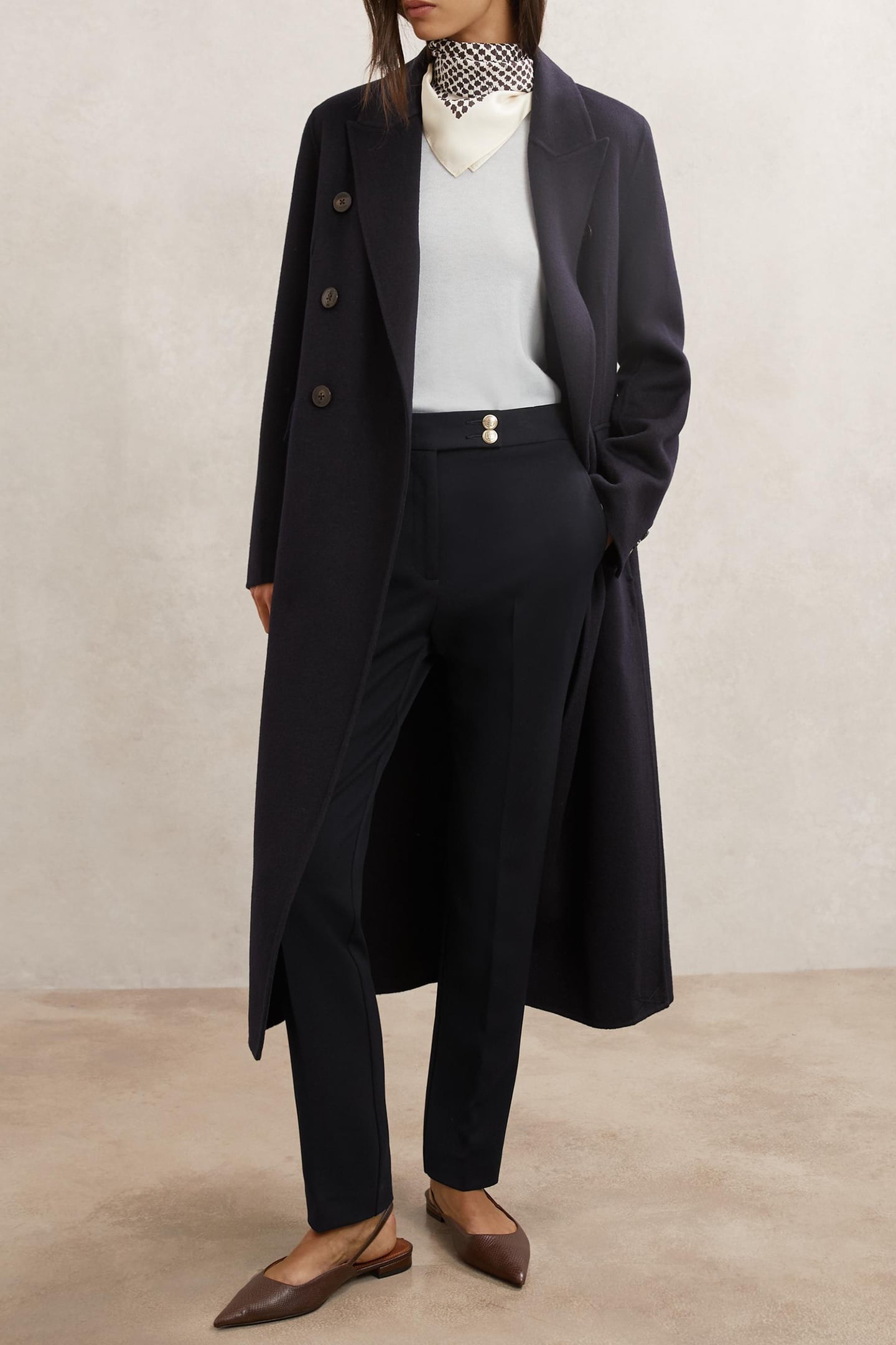 TAPER BUTTON DETAIL TROUSER NAVY 2