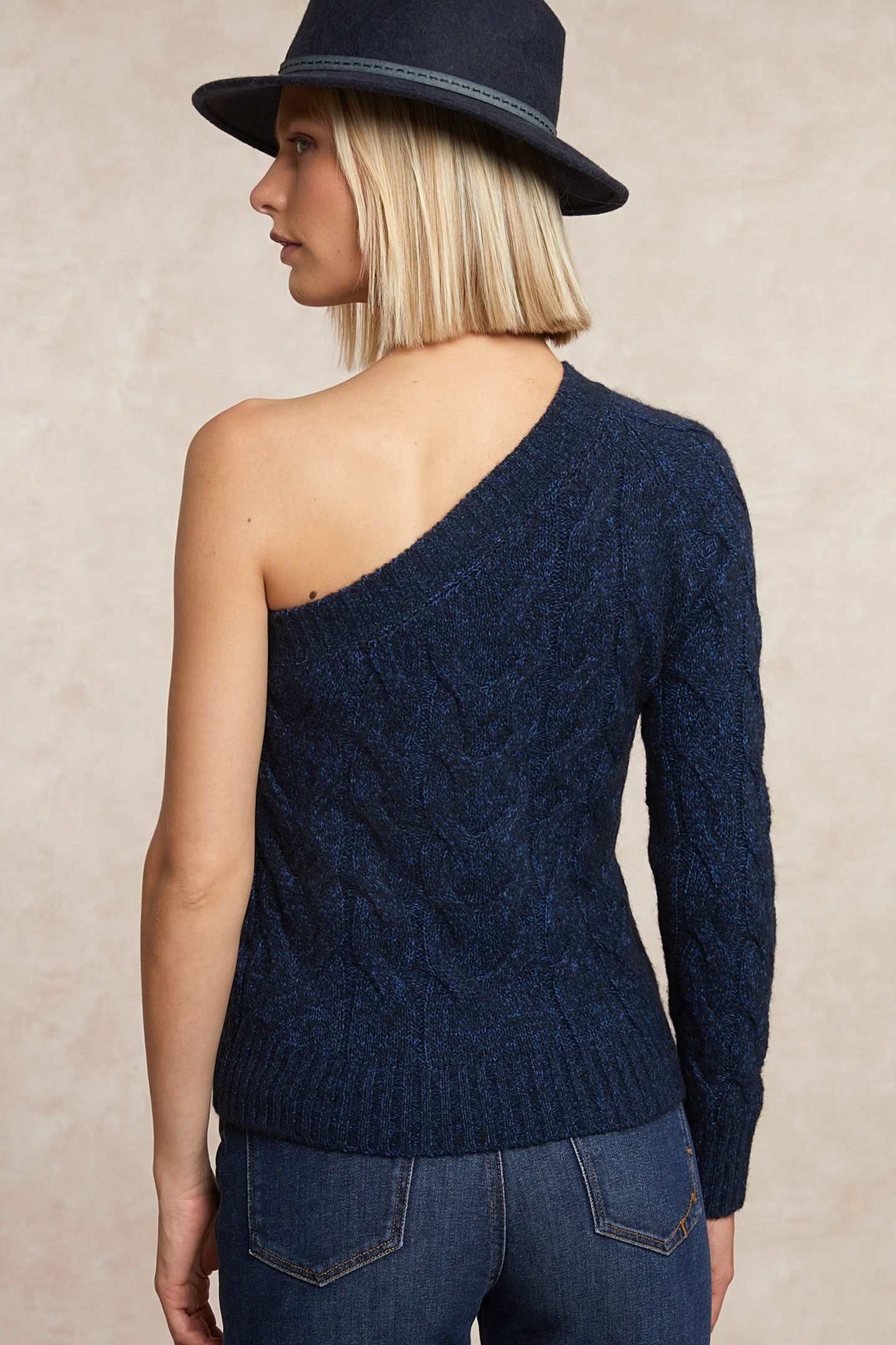 ASYMMETRIC CABLE SWEATER INDIGO 2