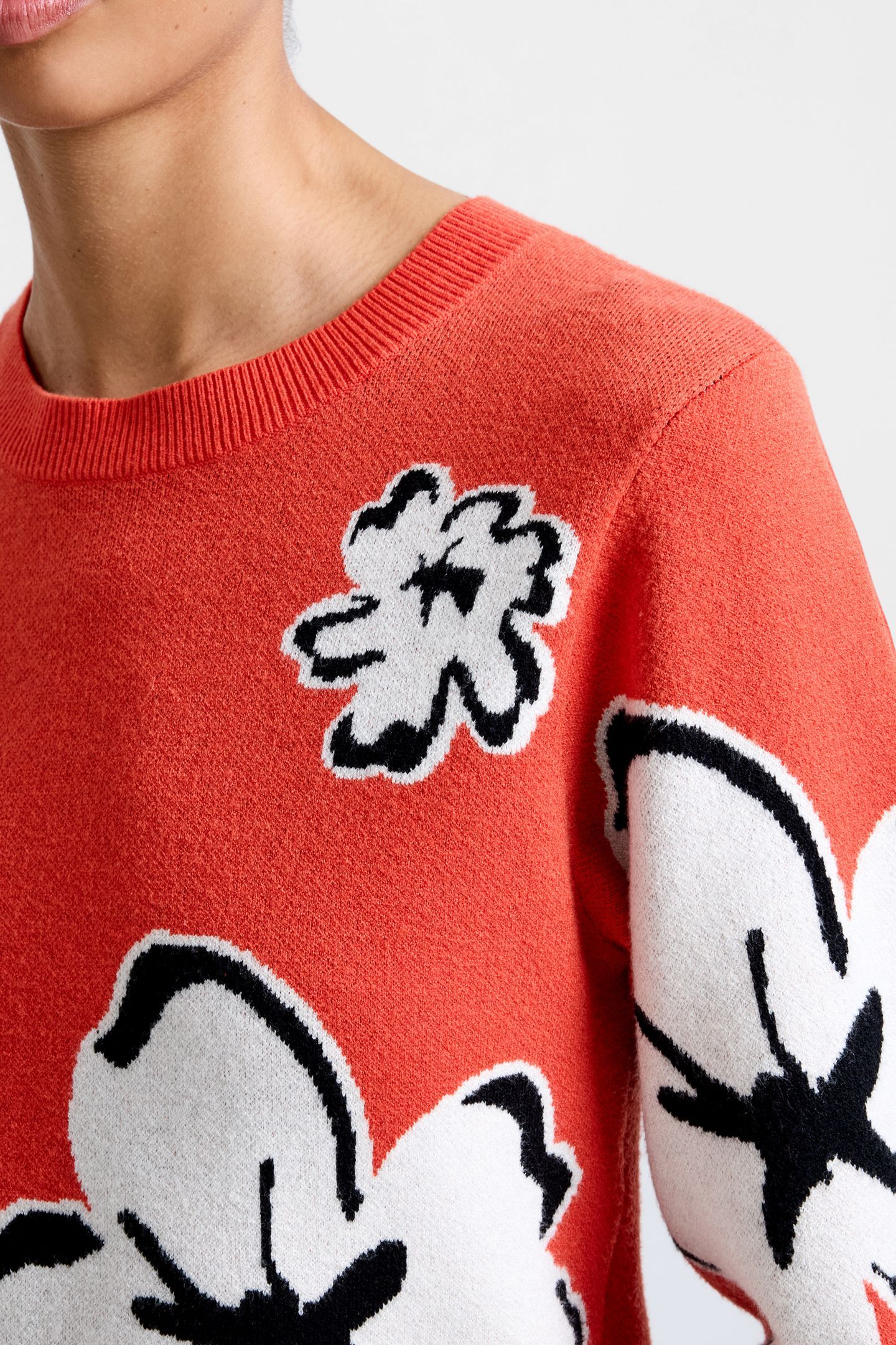 PAISLEE FLORAL JACQUARD JUMPER FLAME ORANGE 4