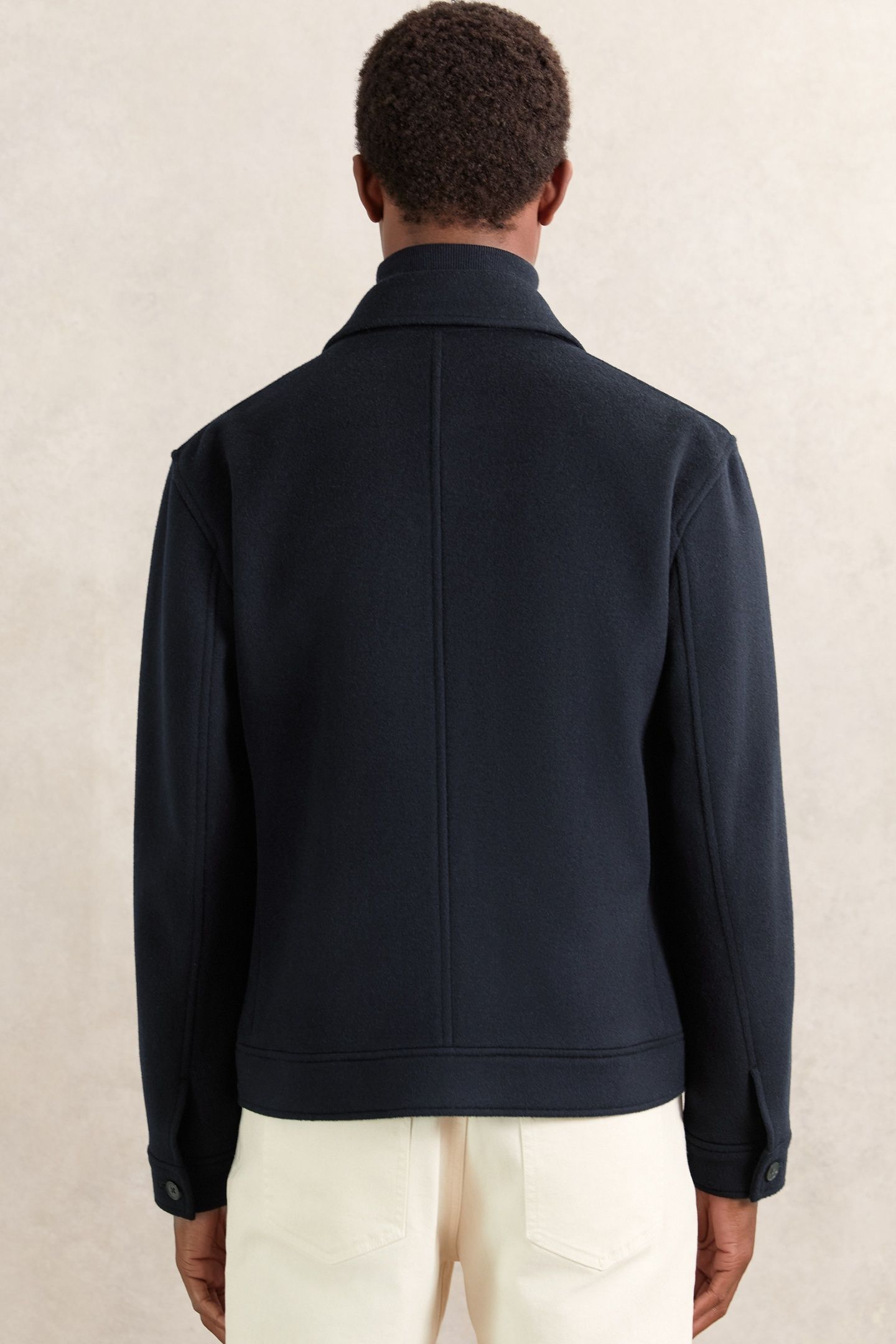 LS ZIP THROUGH CONCEALED PLACKET WOOL JACKET NAVY 3