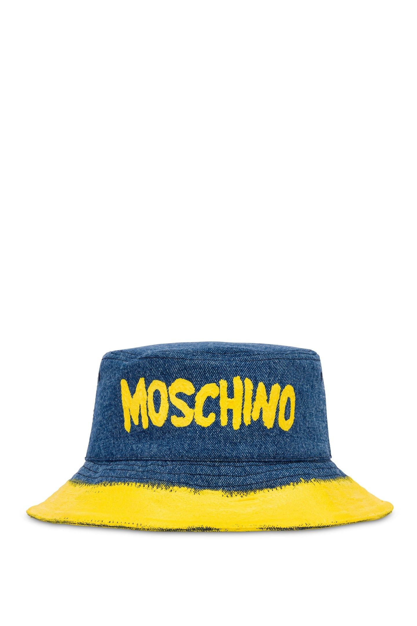 BUCKET HAT IN DENIM MOSCHINO PAINT BLUE 1