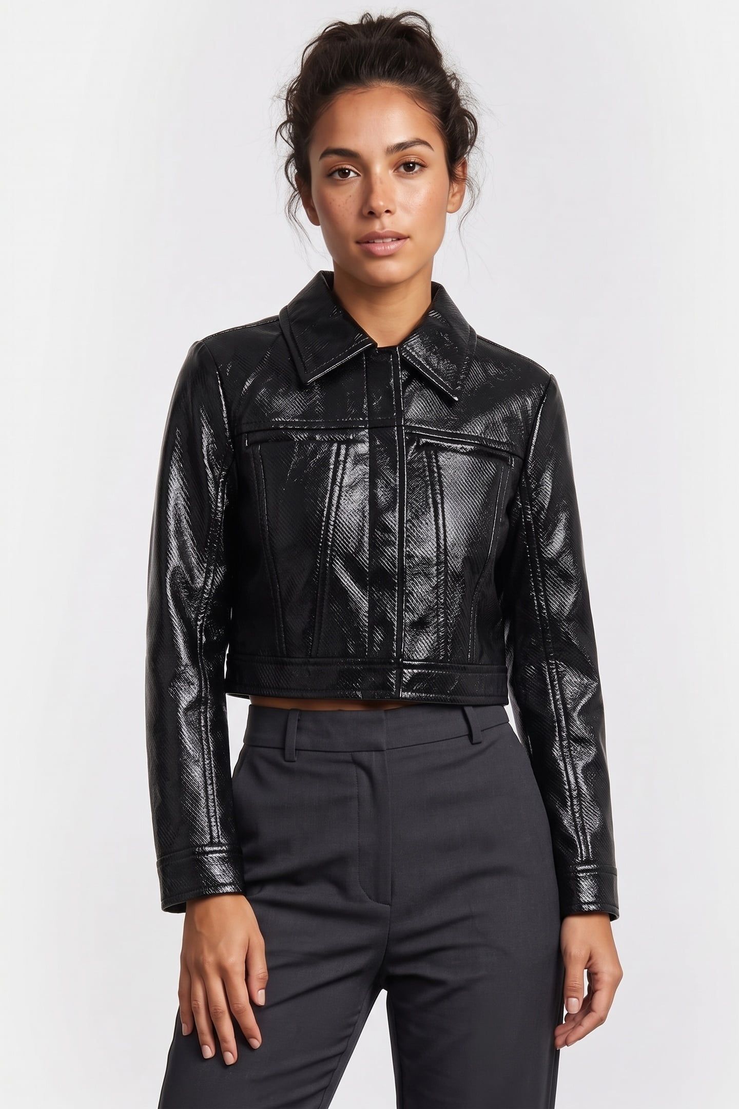 PA CLOVER PATENT JACKET BLACK 1