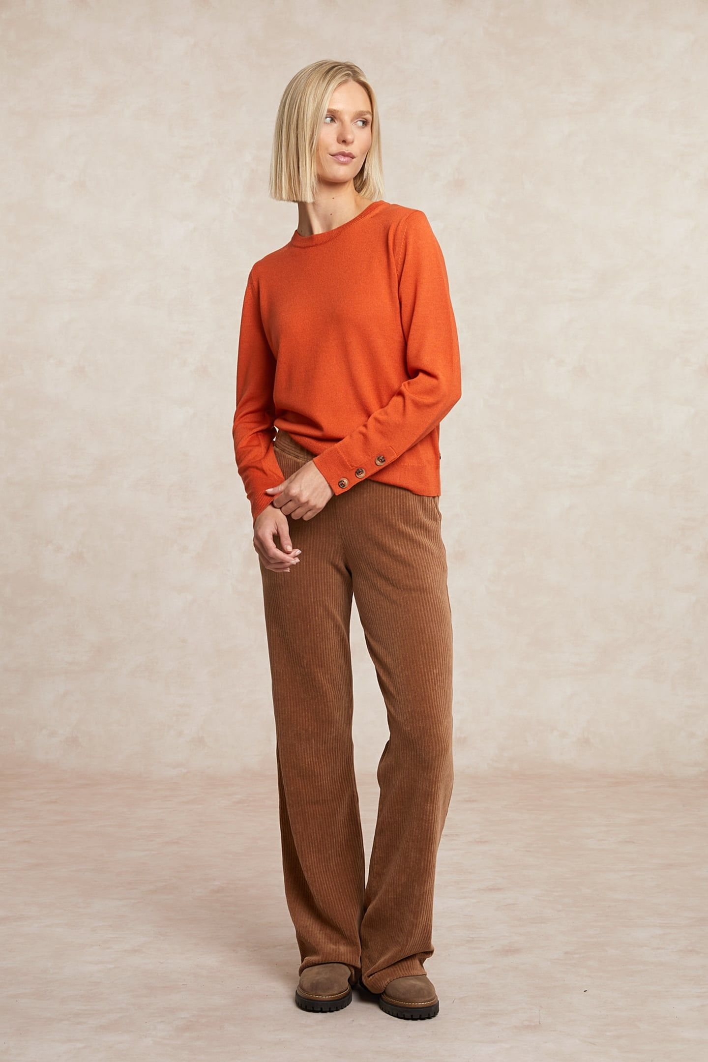 MERINO WOOL CREW NECK SWEATER ORANGE 1
