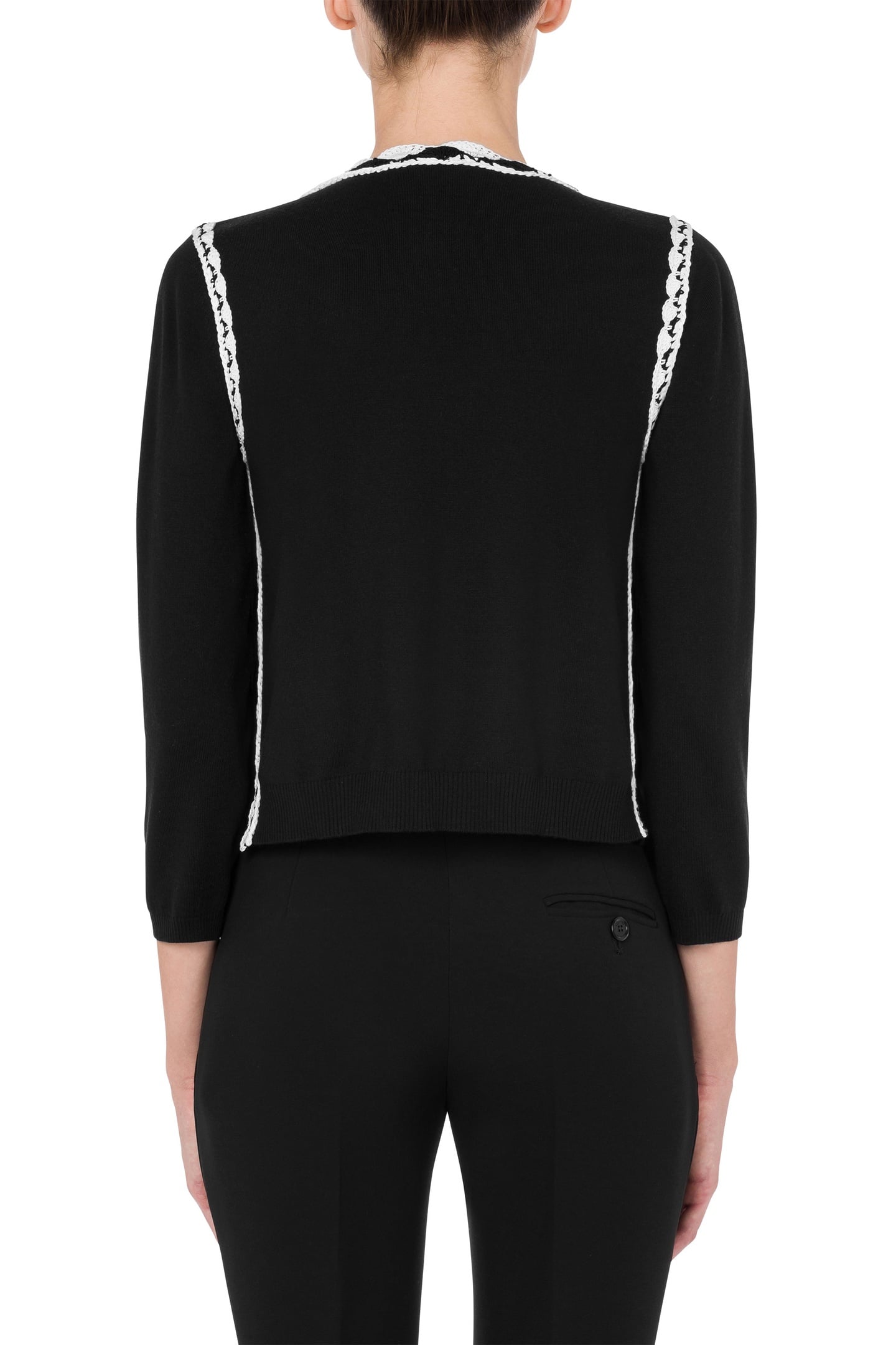 WOOL CARDIGAN CROCHET DETAILS BLACK 2