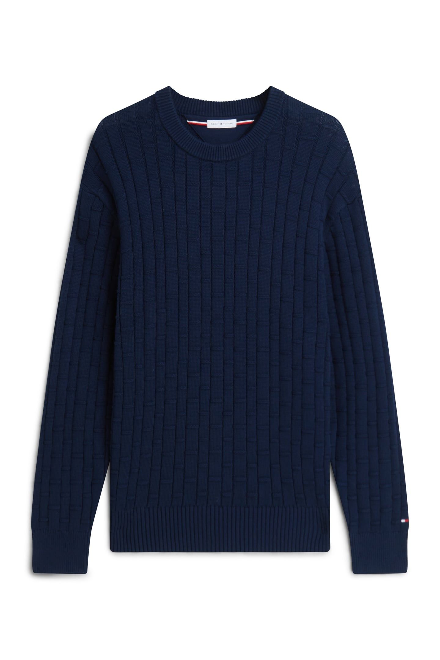 MOCK CABLE CREW NECK CARBON NAVY 4