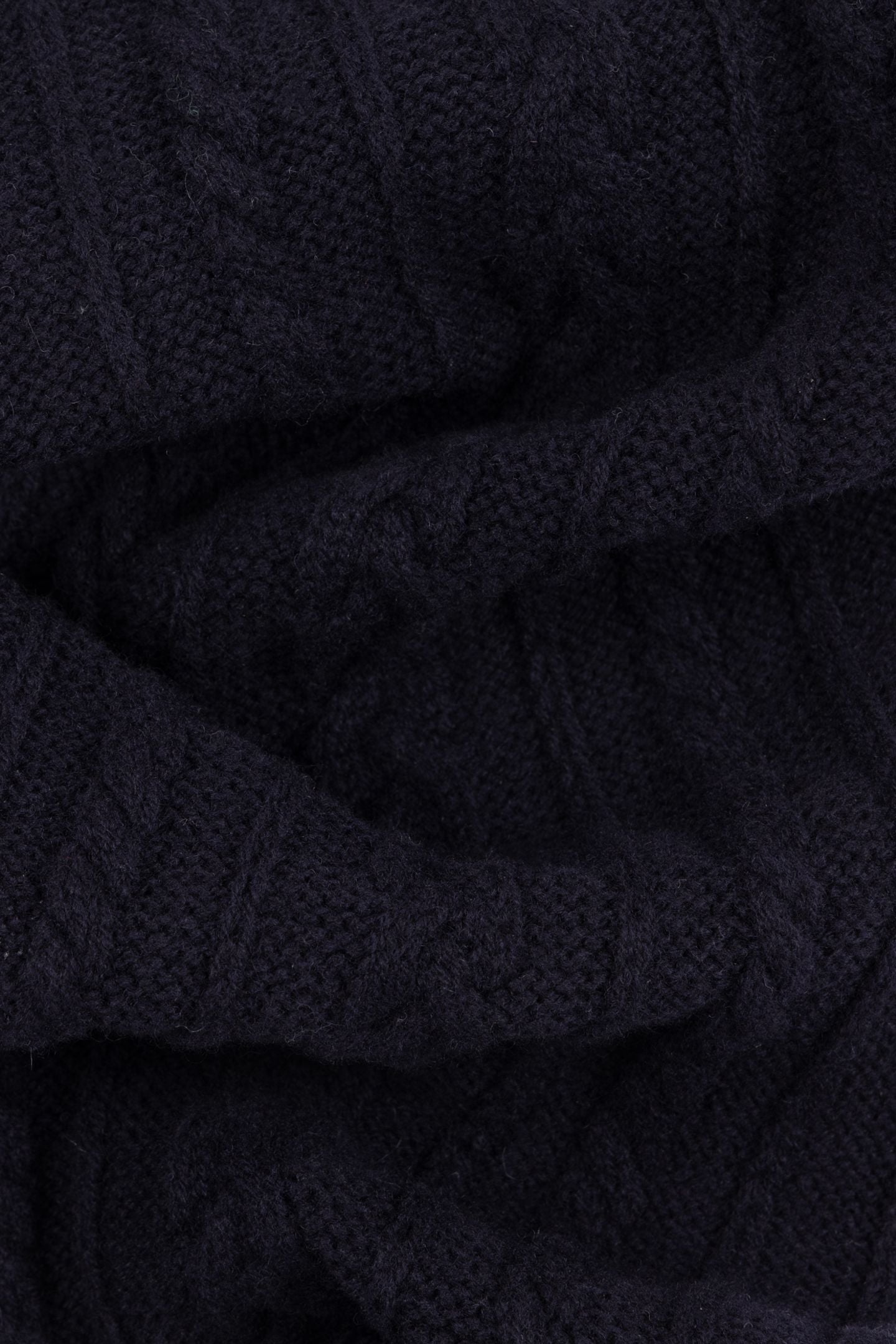 WOMEN SCARF CABL FUR POM NAVY 4