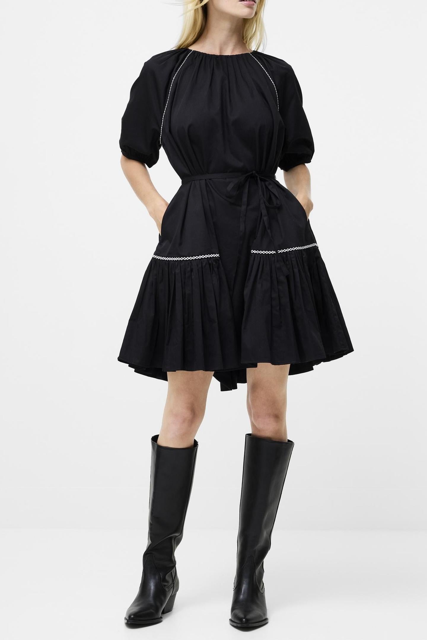 ALEXIS COTTN PLEATED MINI DRES BLACK 1