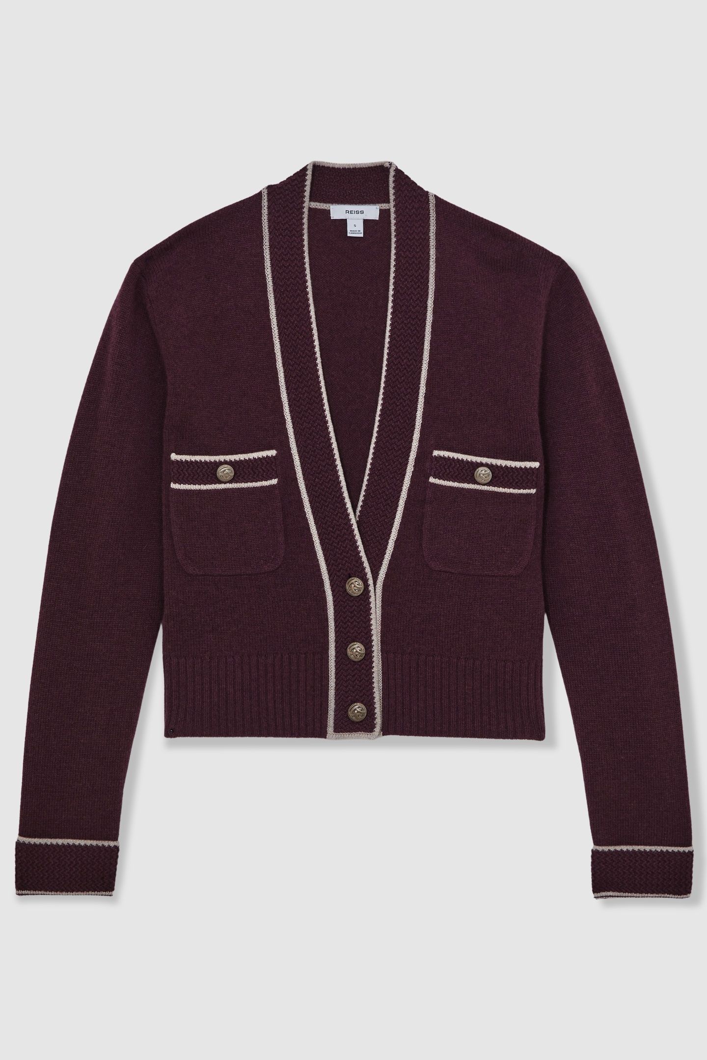 TIPPED CARDIGAN BURGUNDY/NEUTRAL 3