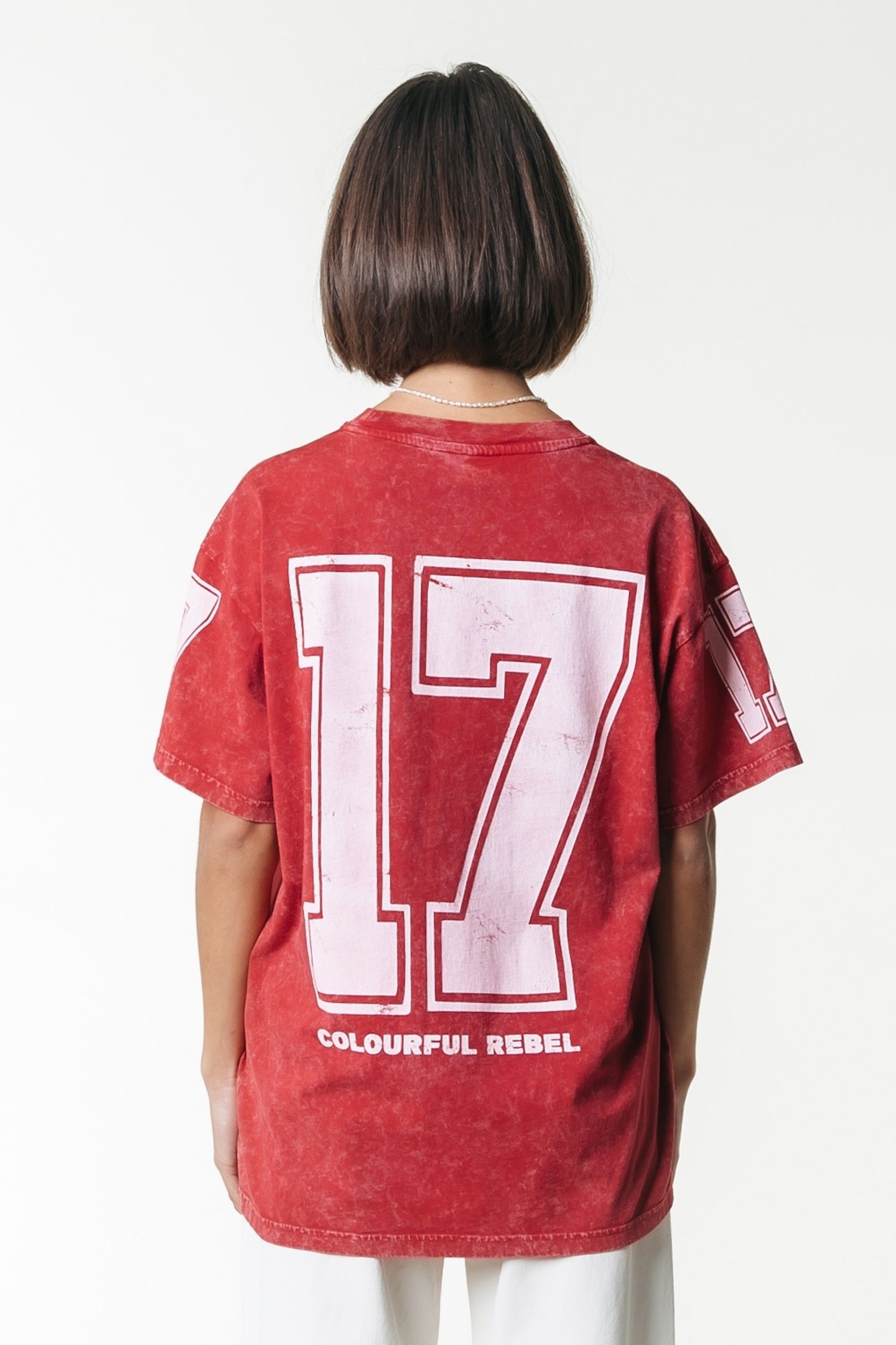 LOGO BLOCK ACID WASH LOOSEFIT TEE RACING RED 2