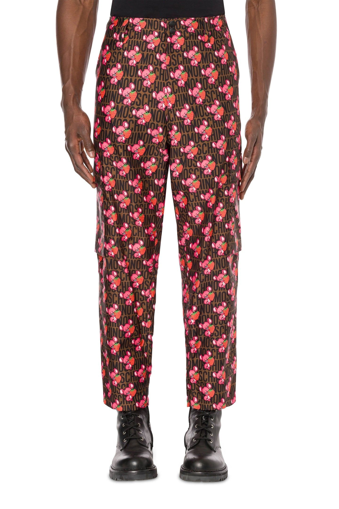 GABARDINE TROUSERS ILLUSTRATED ANIMALS BROWN 1