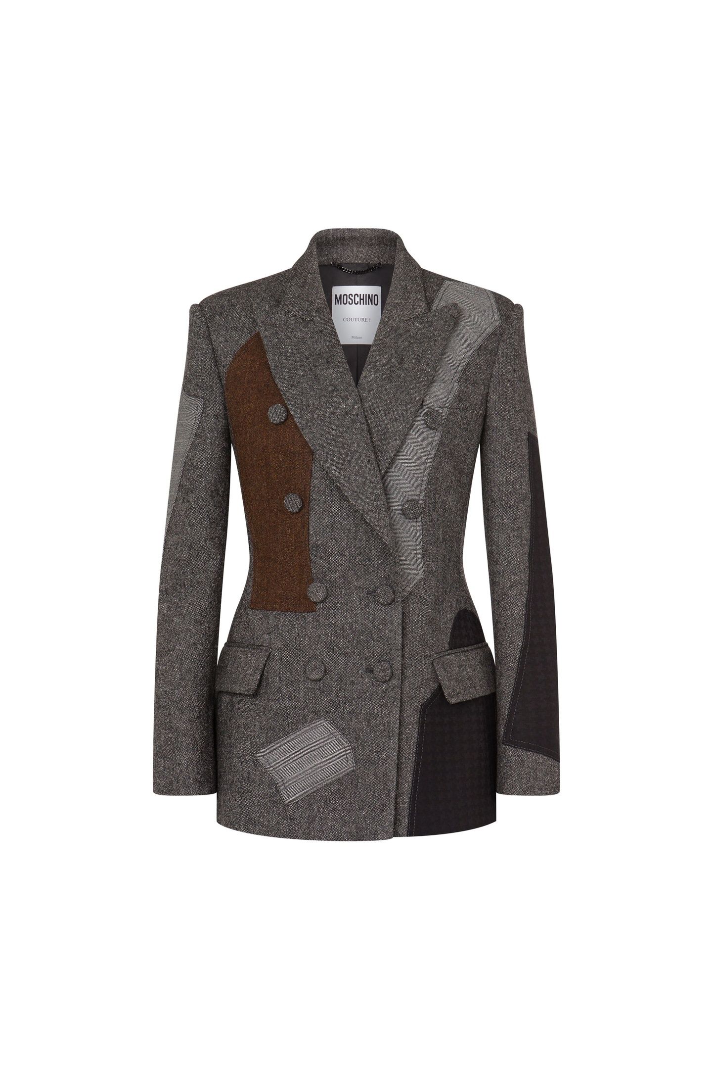 PATCHWORK WOOL BLEND JACKET GREY 3