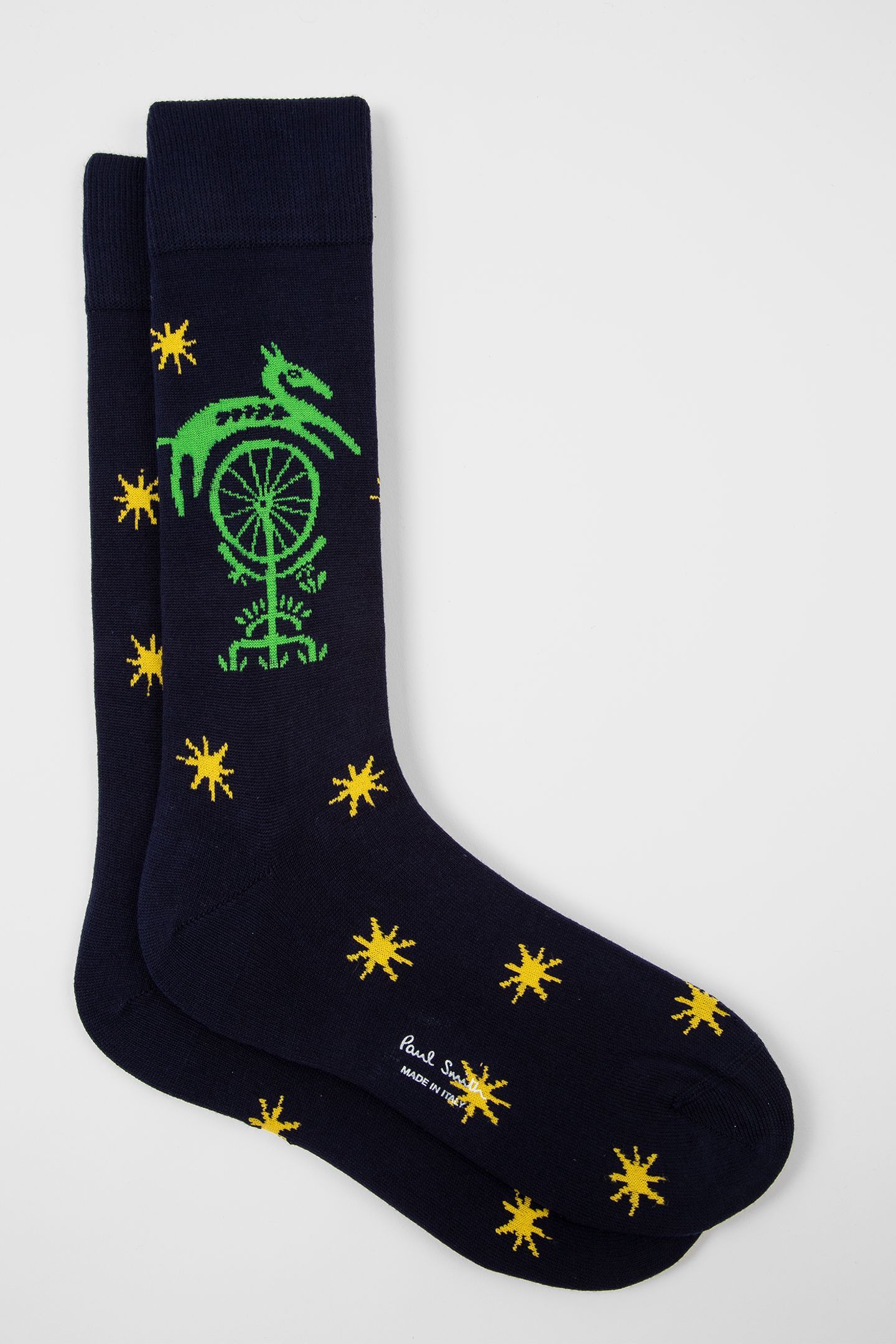 MEN SOCK FOLK STARS NAVY 4