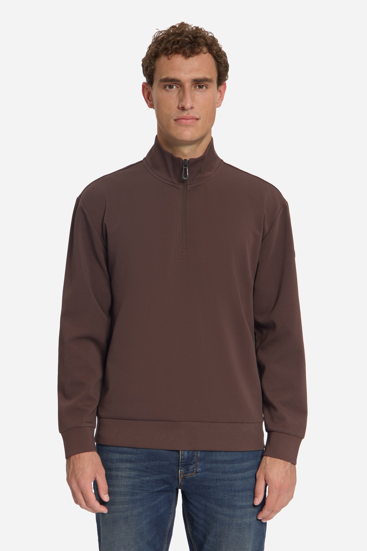 SWEATER HALF ZIP DARK BROWN 1