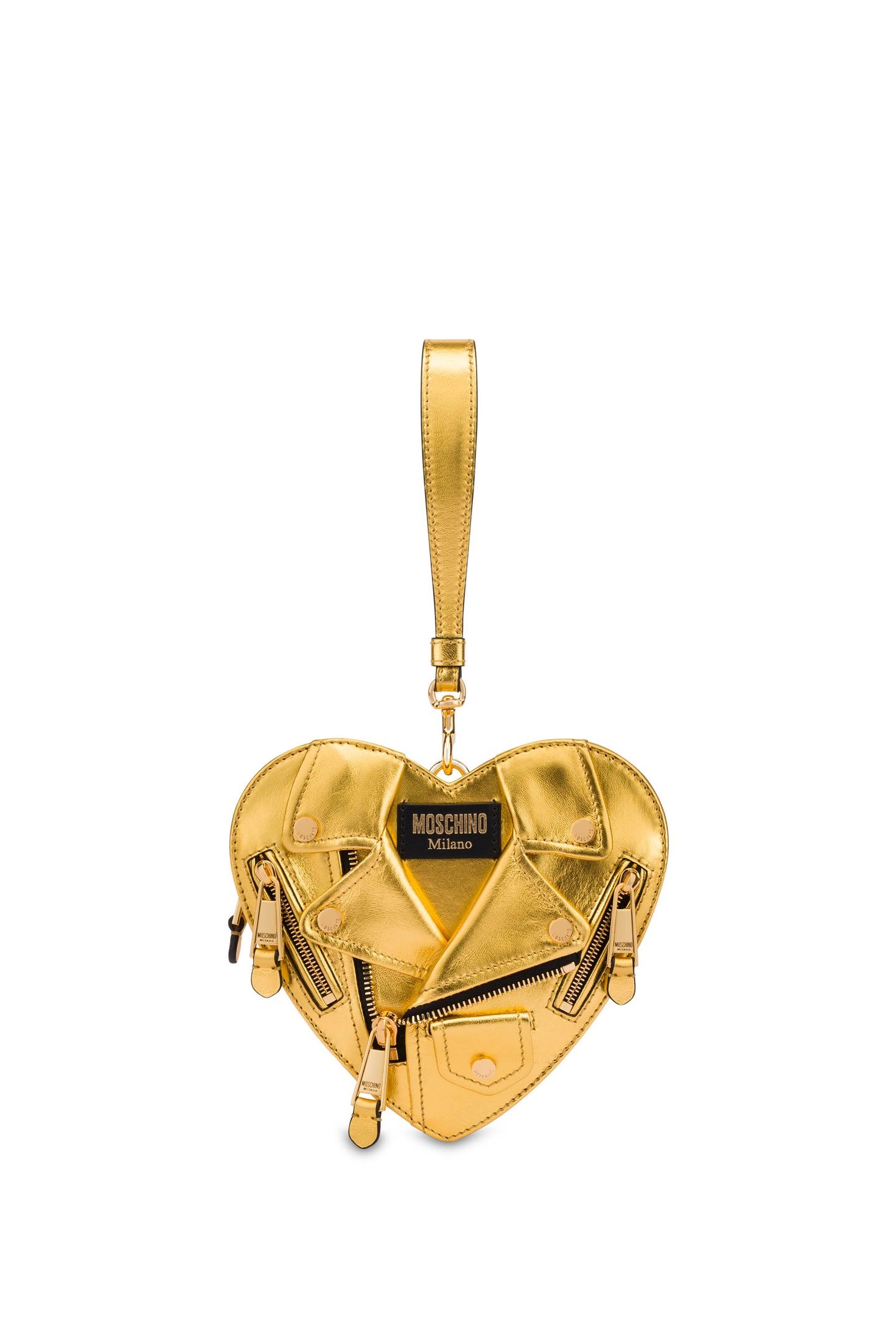 HEART BIKER BAG IN LAMINATED NAPPA LEATHER GOLD 1