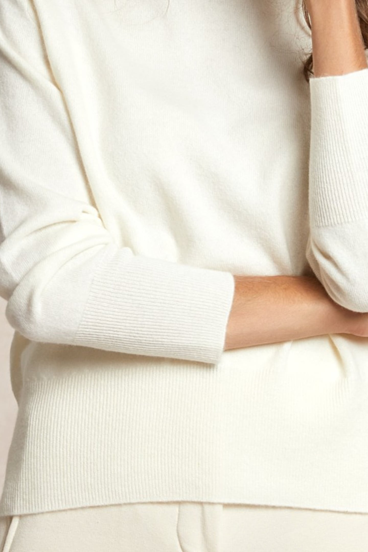 MOCK-NECK JERSEY WO SWT LS BEIGE 2