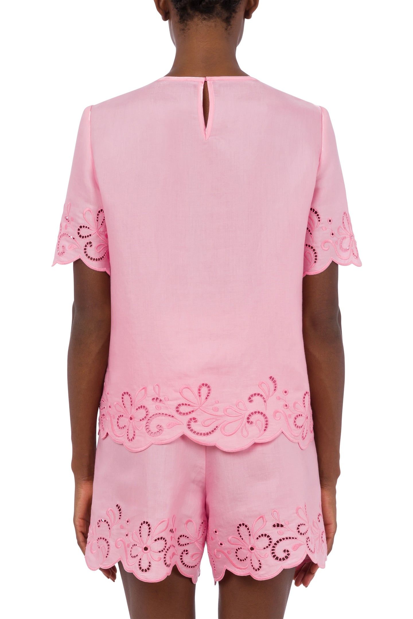 AJOUR NYLON AND VISCOSE BLOUSE PINK 2