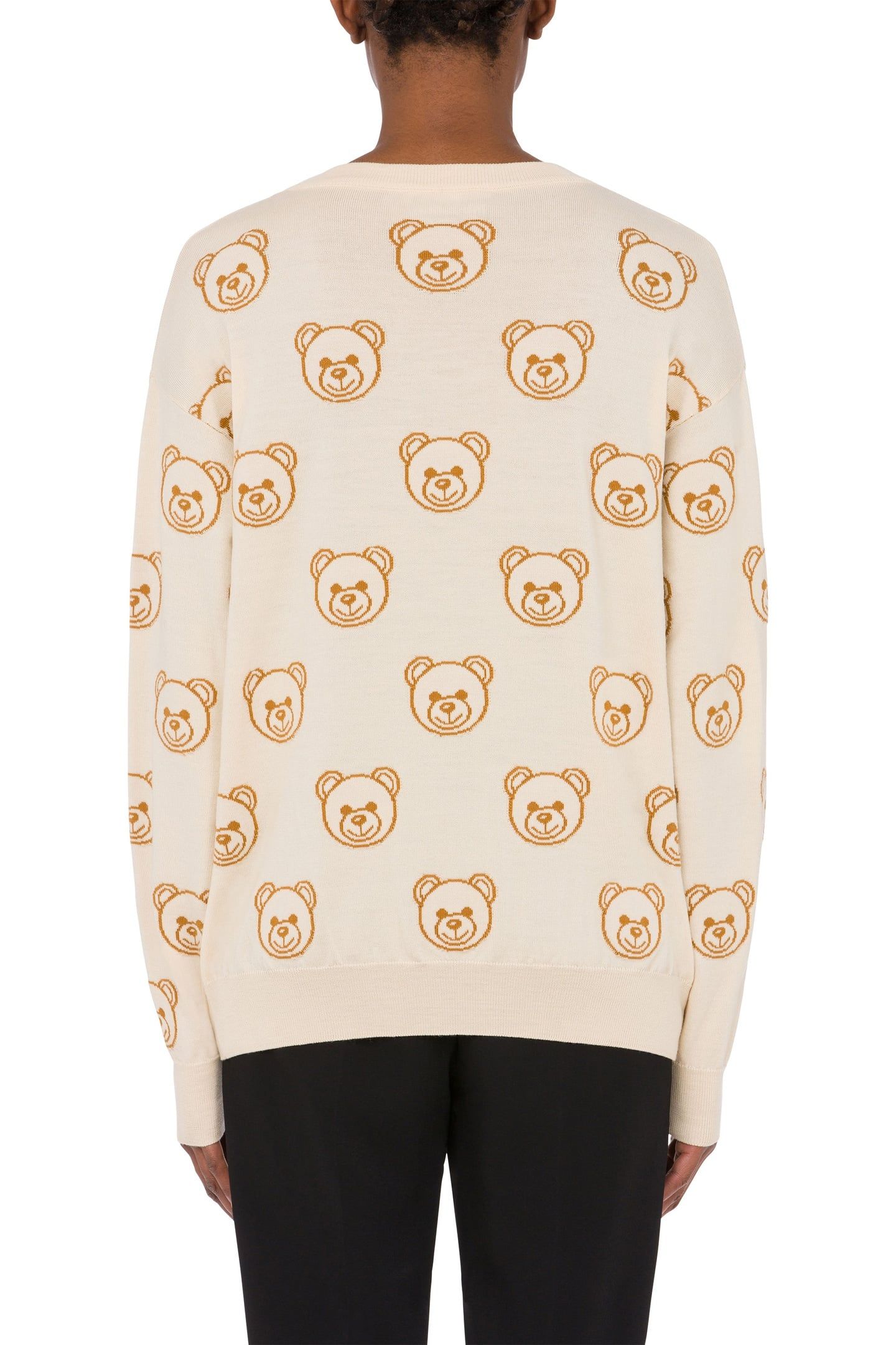 ALLOVER TEDDY BEAR WOOL PULLOVER WHITE 2