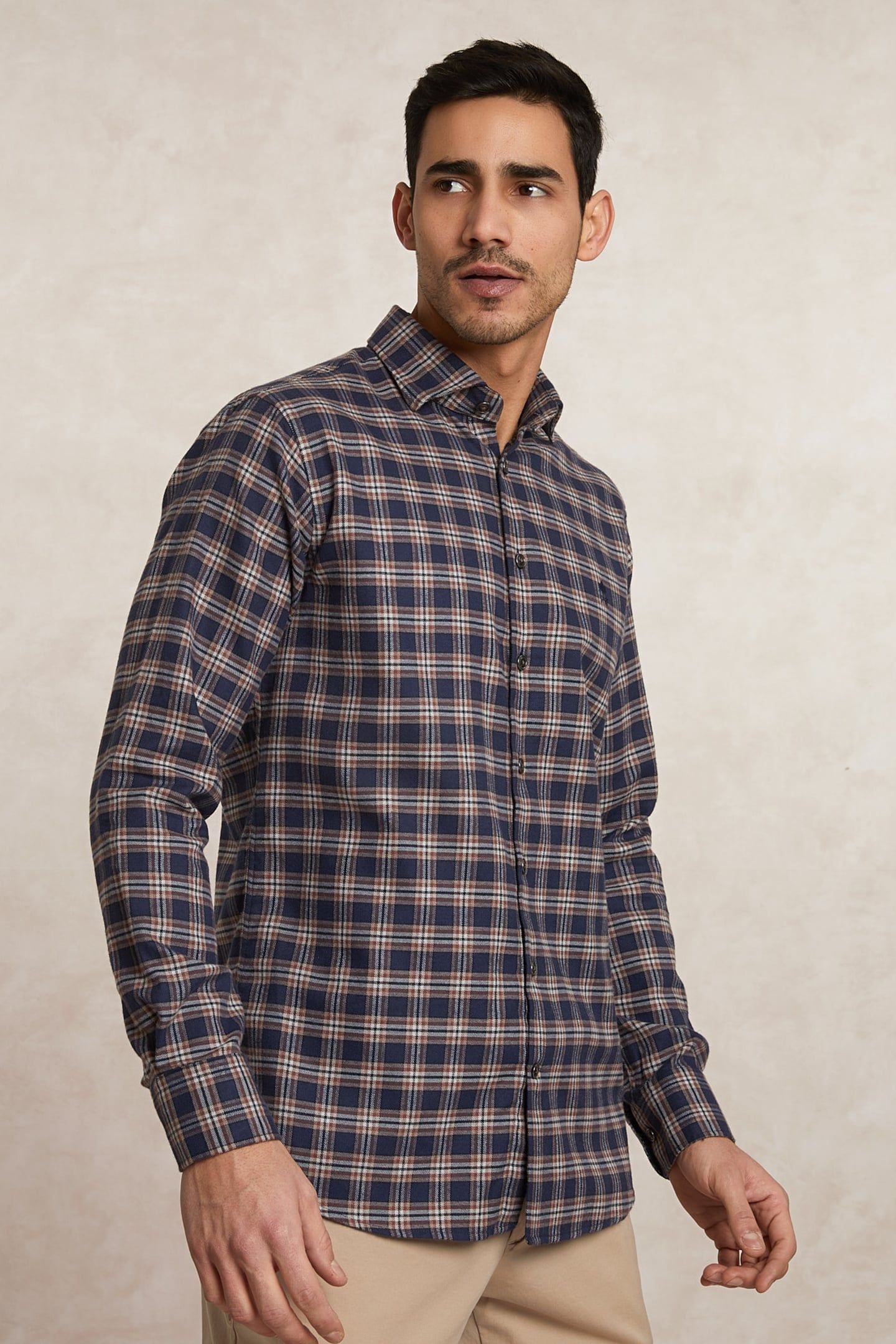 CUSTOM FIT CHECKED FLANNEL SHIRT MULTI 3
