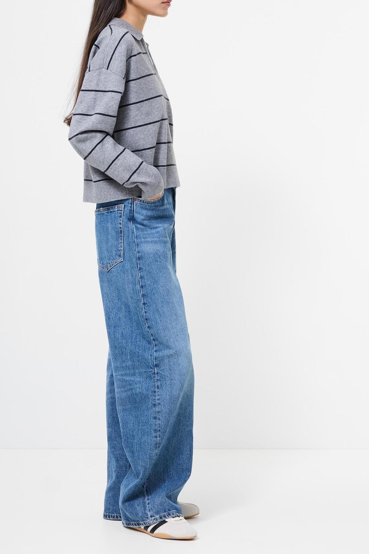 SLOANE KNIT STRIPE PULLOVER HEATHER GREY/MARINE 3
