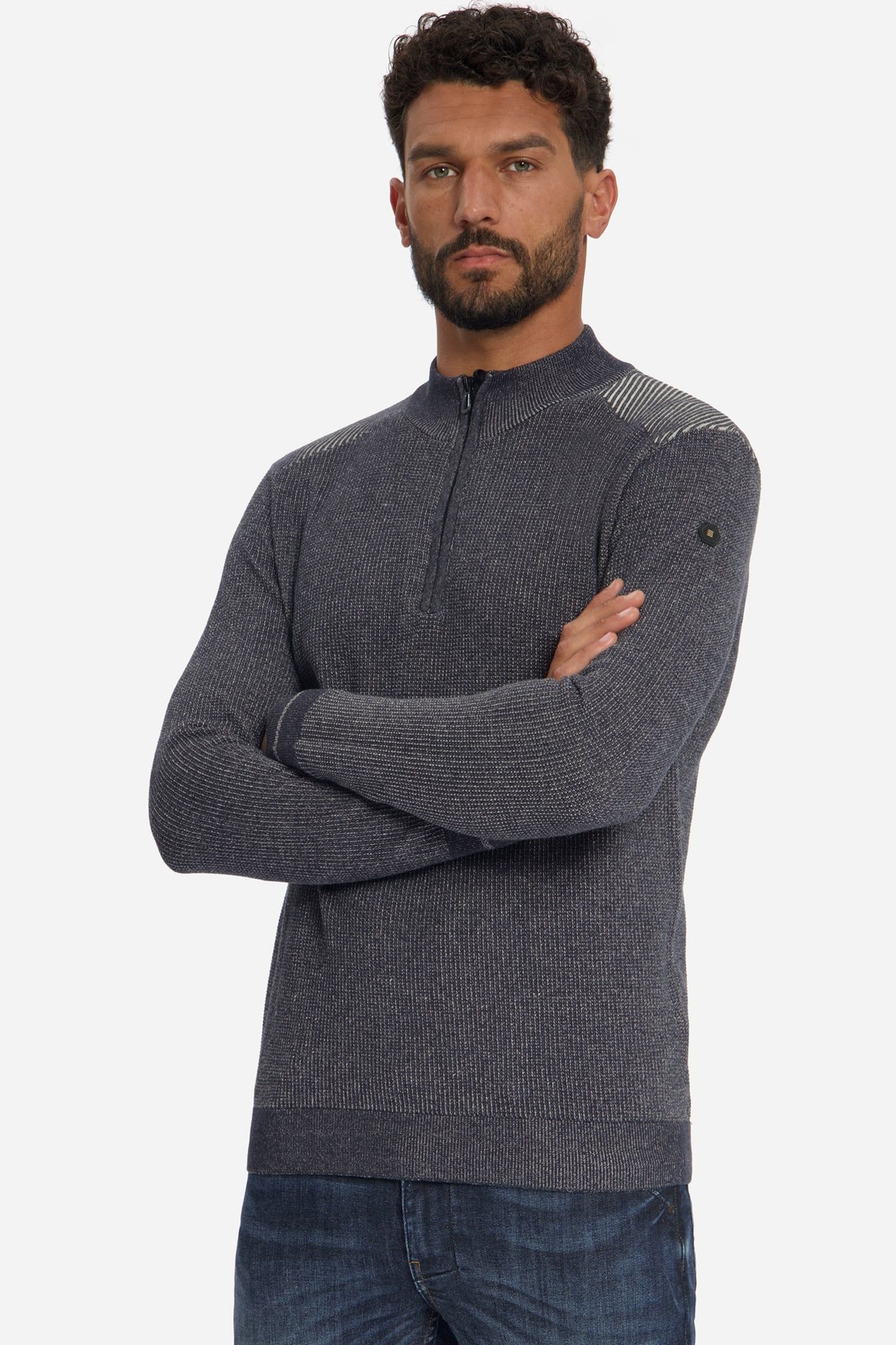 PULLOVER HALF ZIP PLATED DARK NIGHT 1