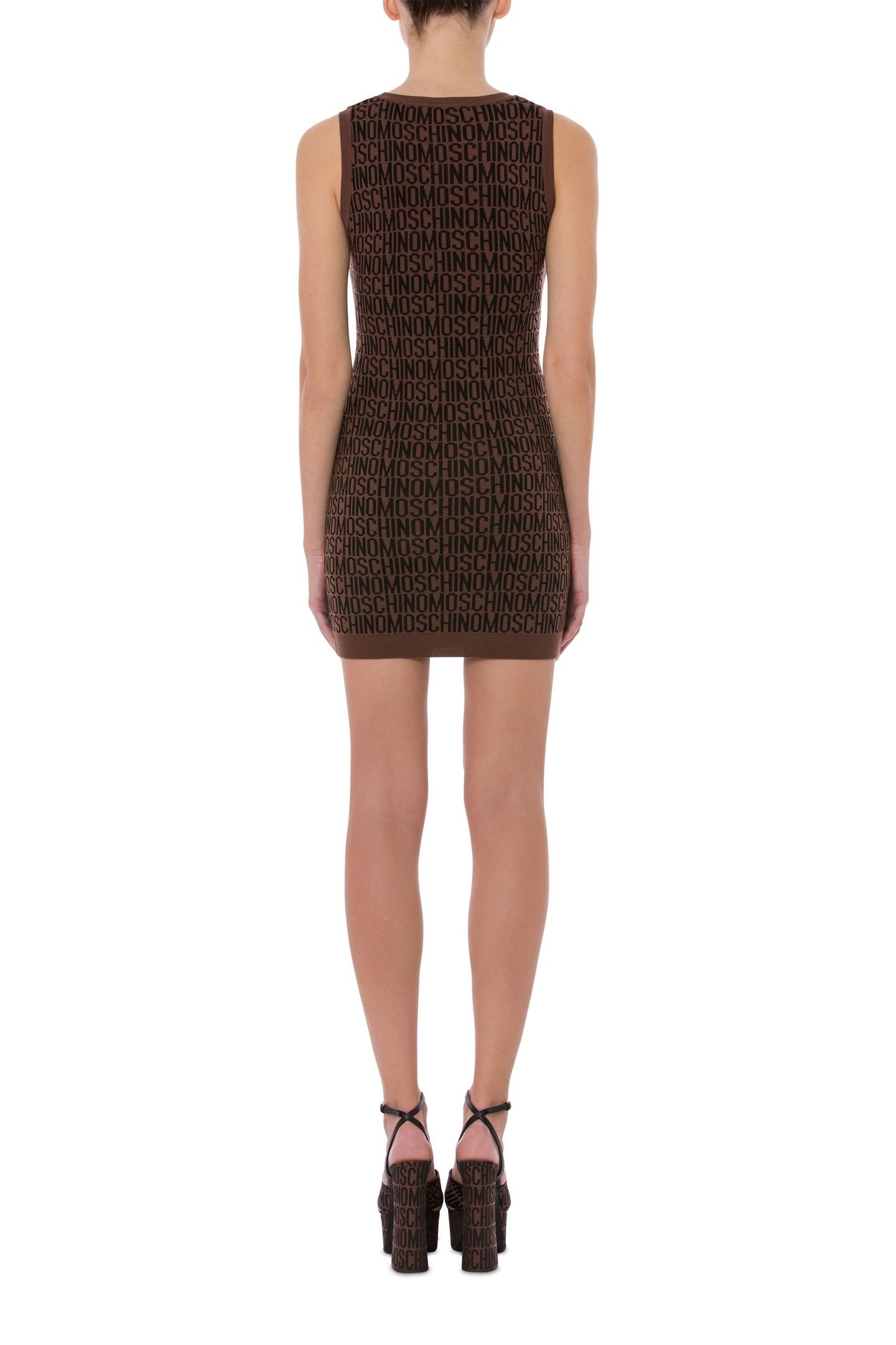 ALLOVER LOGO WOOL DRESS BROWN 2